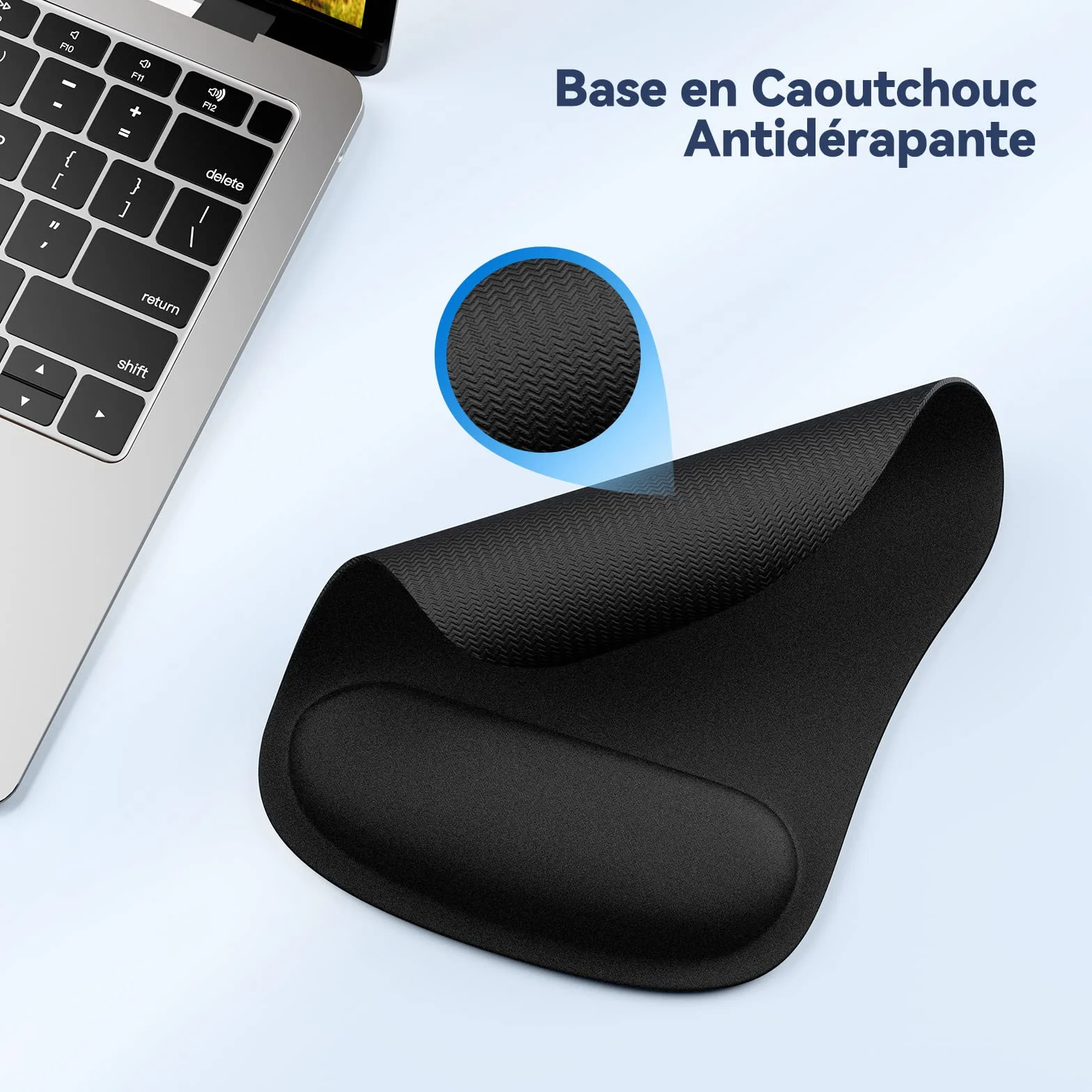 TECKNET Tapis de Souris Ergonomique avec Repose Poignet, Mousse à Mémoire de Forme, Lavable