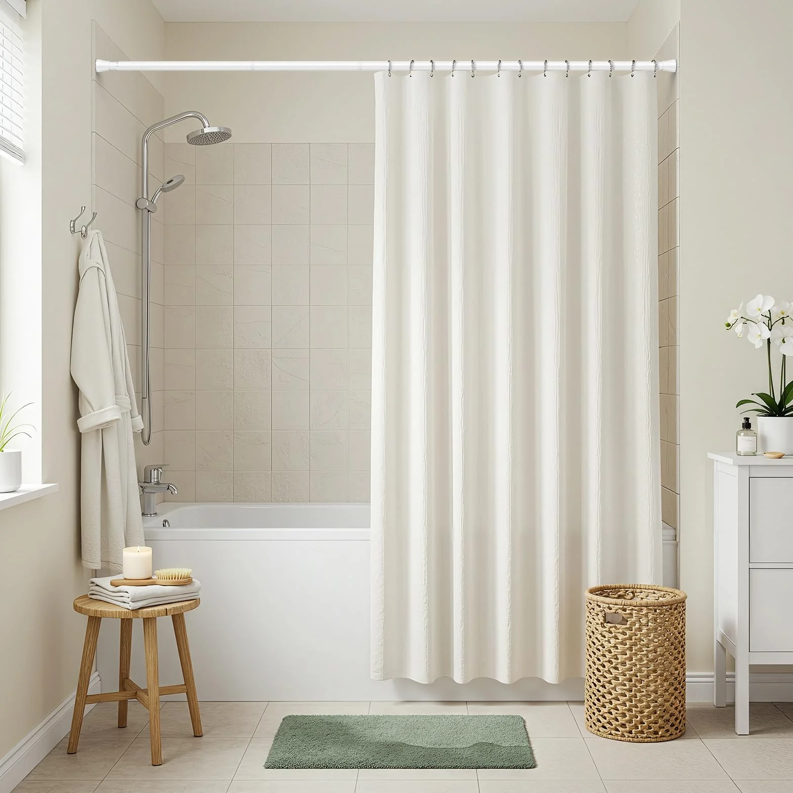 Tringle rideau sans perçage extensible 115-195 cm blanc diamètre 22 mm fenêtre penderie