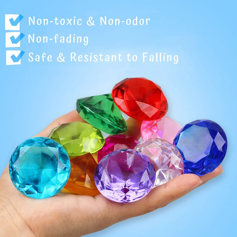 Jouet de gemme acrylique de diamant 4cm 10 pièces pour enfants Chasse au trésor pirate Cadeau anniversaire Noël Pâques