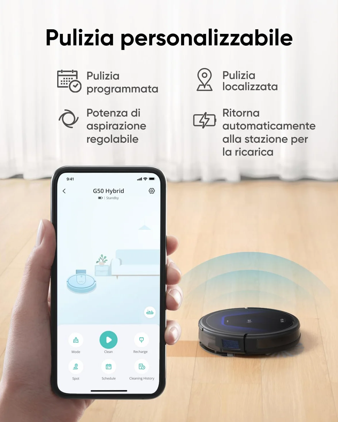 eufy G50 Aspirateur Robot 4000 Pa Navigation Dynamique Brosse Dégraissante Pro Reconditionné