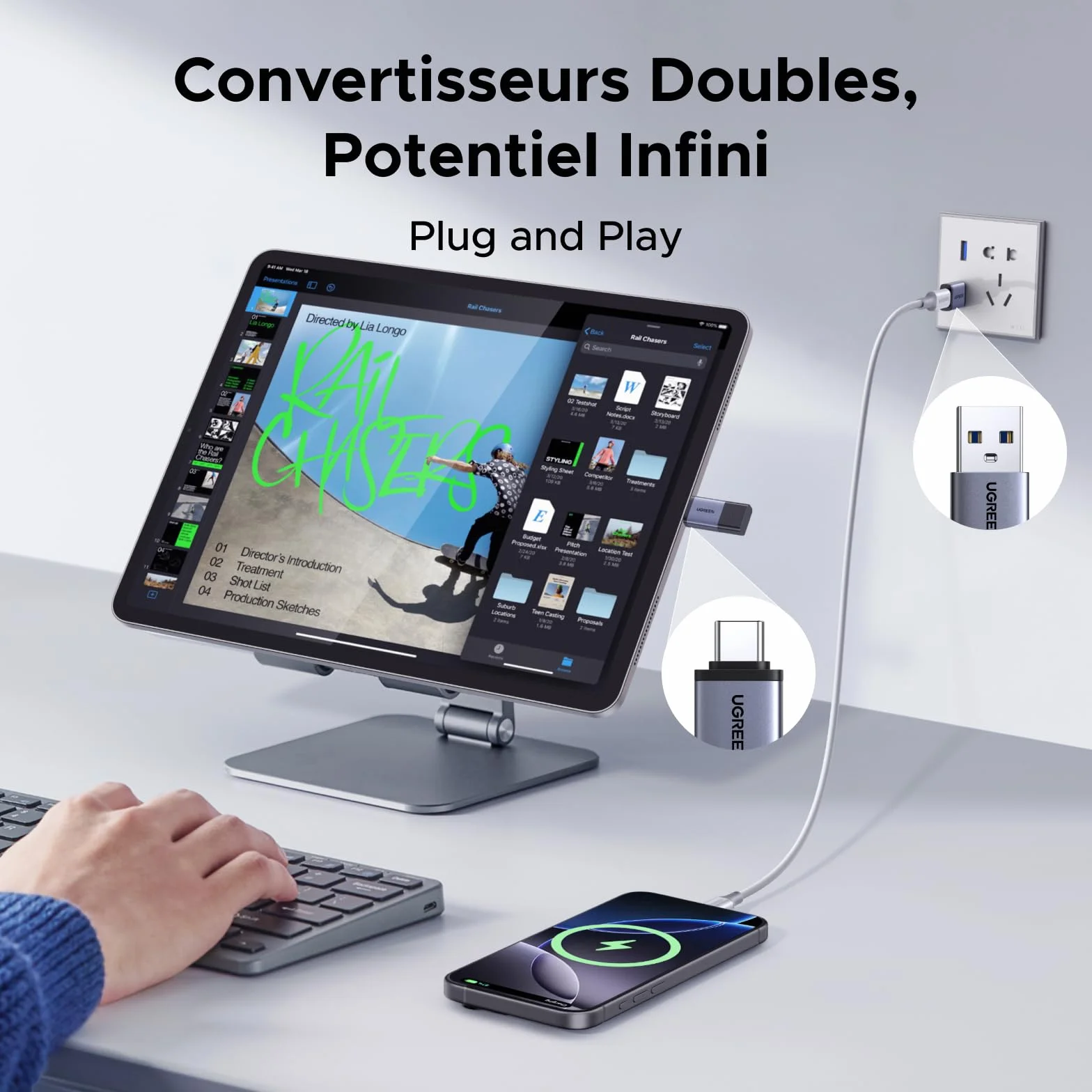 UGREEN Adaptateur USB C vers USB A OTG 10Gbps Lot de 4 Charge Rapide Data Sync