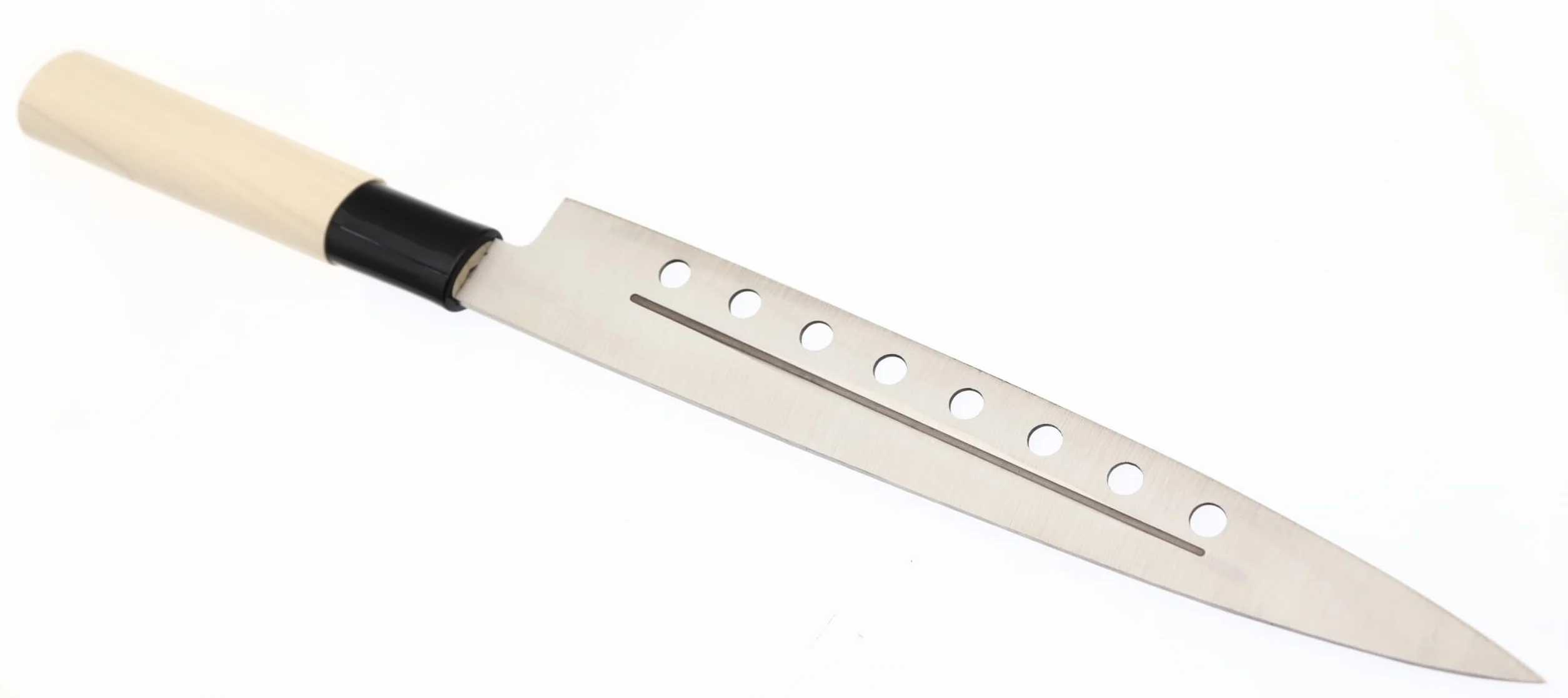 Cocktail7 Couteau Japonais Yanagiba Sashimi Sushi Couteaux de Cuisine pour Filet de Poissons Japon Acier Inoxydable Lame 21 cm Fabriqué au Japon (Avec Alvéoles)