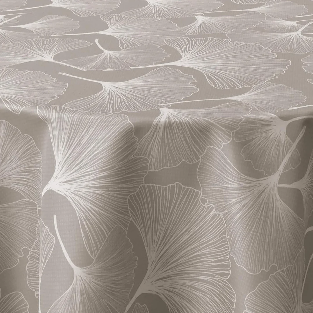 Le Linge de Jules Nappe Anti-Taches Biloba Ficelle Ronde 160 cm Blanc
