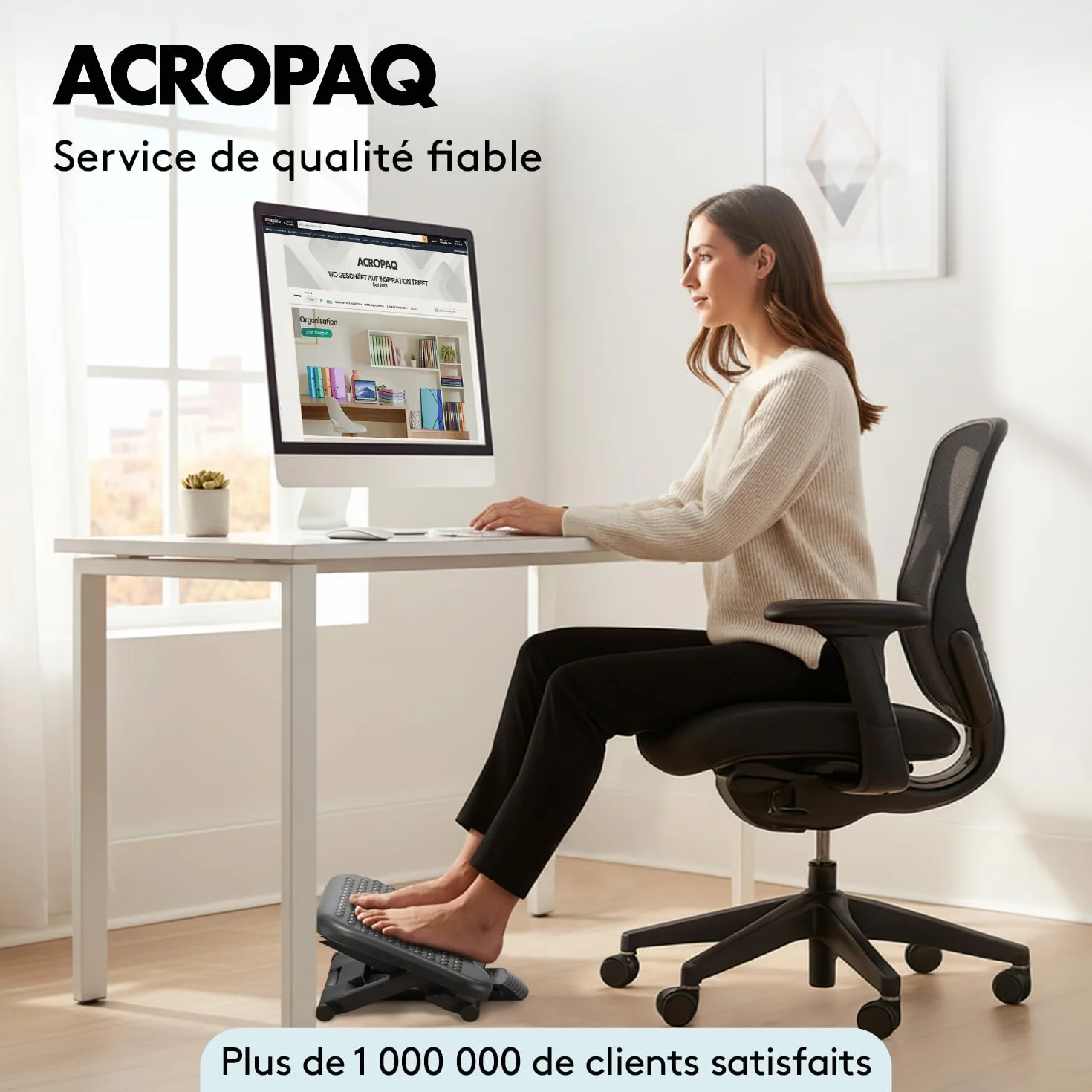 ACROPAQ Repose Pied Bureau Antidérapant 3 Hauteurs Réglables Inclinaison -30 à +30 Degrés Ergonomique Gris