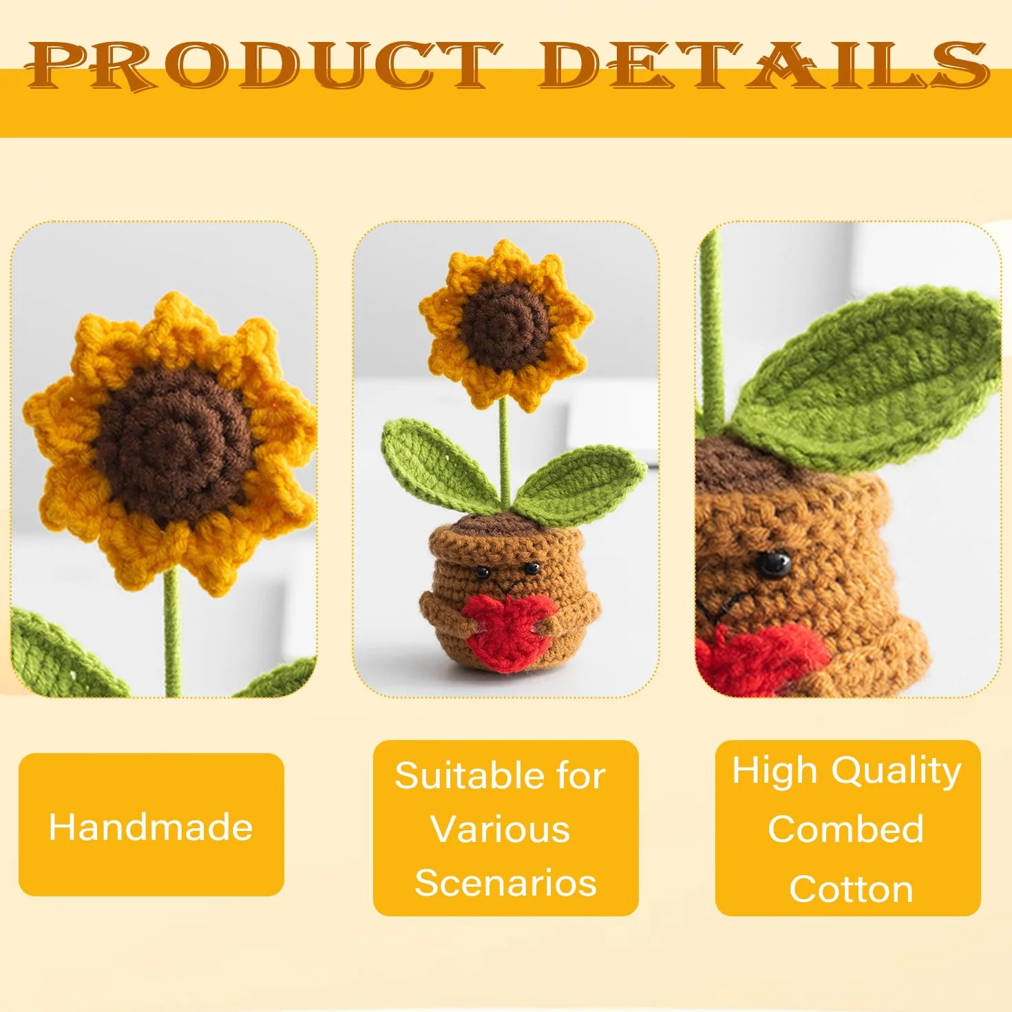 Bouquet Fleurs au Crochet Tournesols Petits Cadeaux Poupée Artificielles Décoration