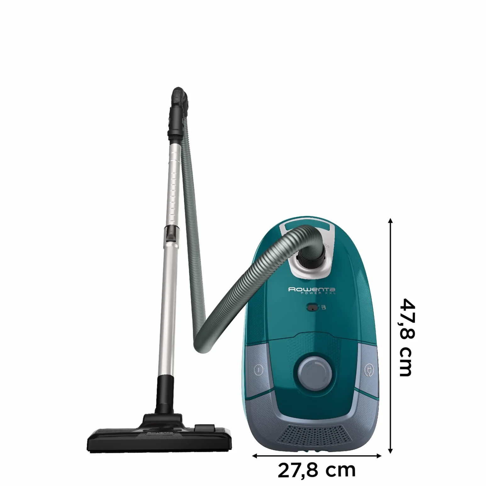 Rowenta Power XXL Aspirateur avec Sac, 4,5 L, Moteur Basse consommation 900 W Max, Performant, Très Bien accessoirisé RO3143EA, Bleu Pétrole/Gris
