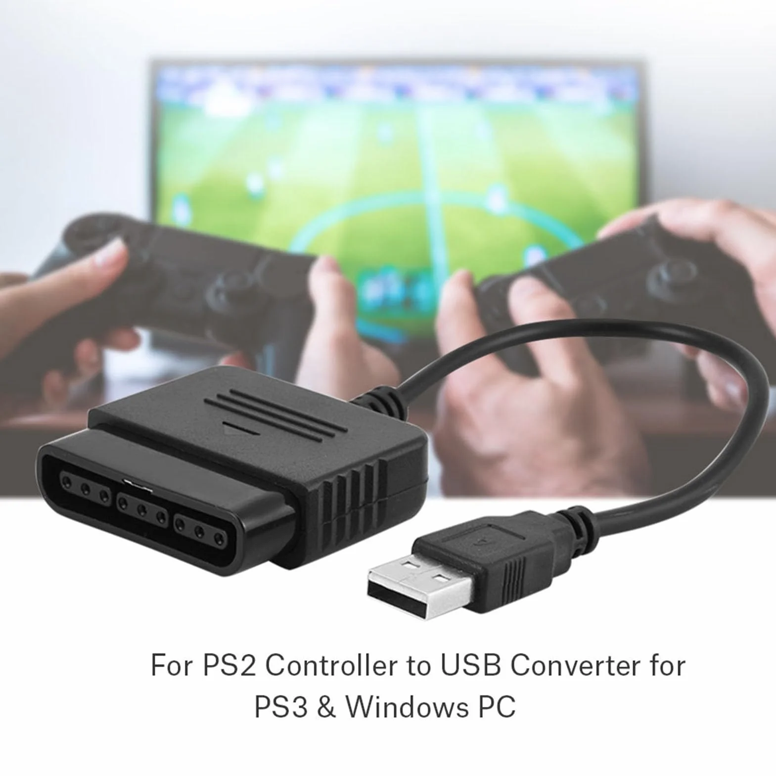 Adaptateur PS2 USB Convertisseur Câble Jeux PS2 vers PS3 PC Manettes Originales Double Vibration Compatible Windows ABS