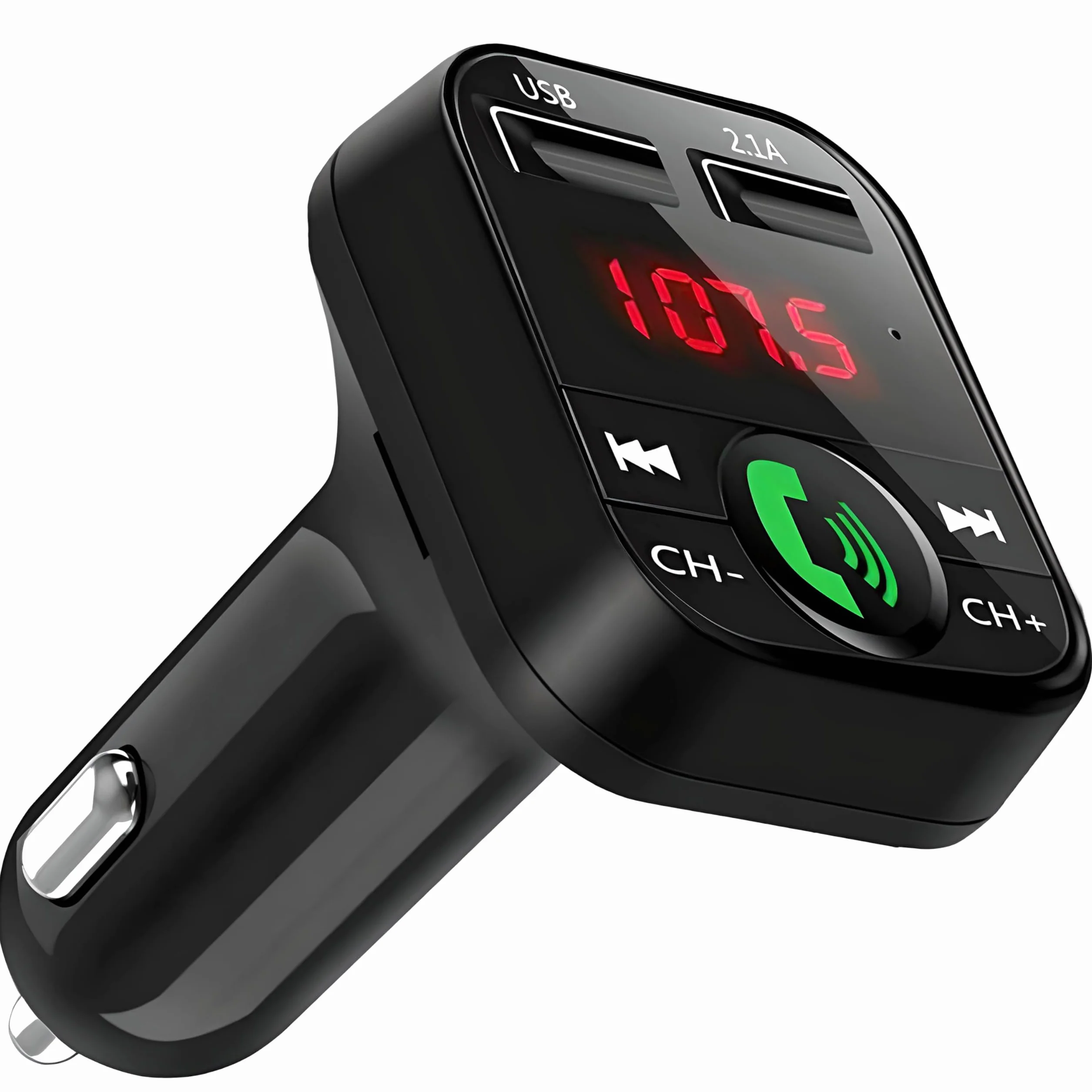 Retoo transmiter Bluetooth FM z ładowarką Dual USB, czytnik kart SD TF i wyświetlaczem cyfrowym, zestaw głośnomówiący, samochodowy adapter audio, uniwersalna ładowarka do urządzeń GPS,