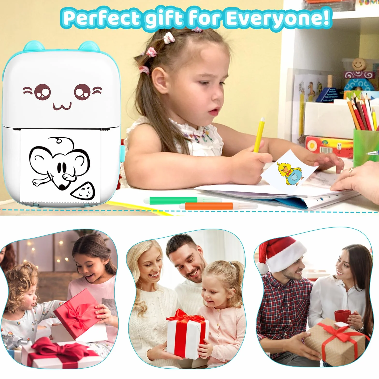 Mini imprimante thermique photo portable Bluetooth pour mobile Android iOS