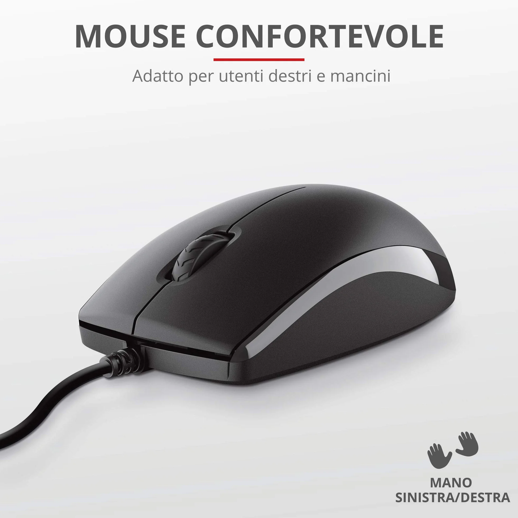 Trust Taro klawiatura i mysz USB, przewodowa, włoski układ QWERTY, do komputerów stacjonarnych/laptopów/notebooków Mac/Windows, kabel 1,8 m, odporna na działanie płynów klawiatury, ergonomiczna,