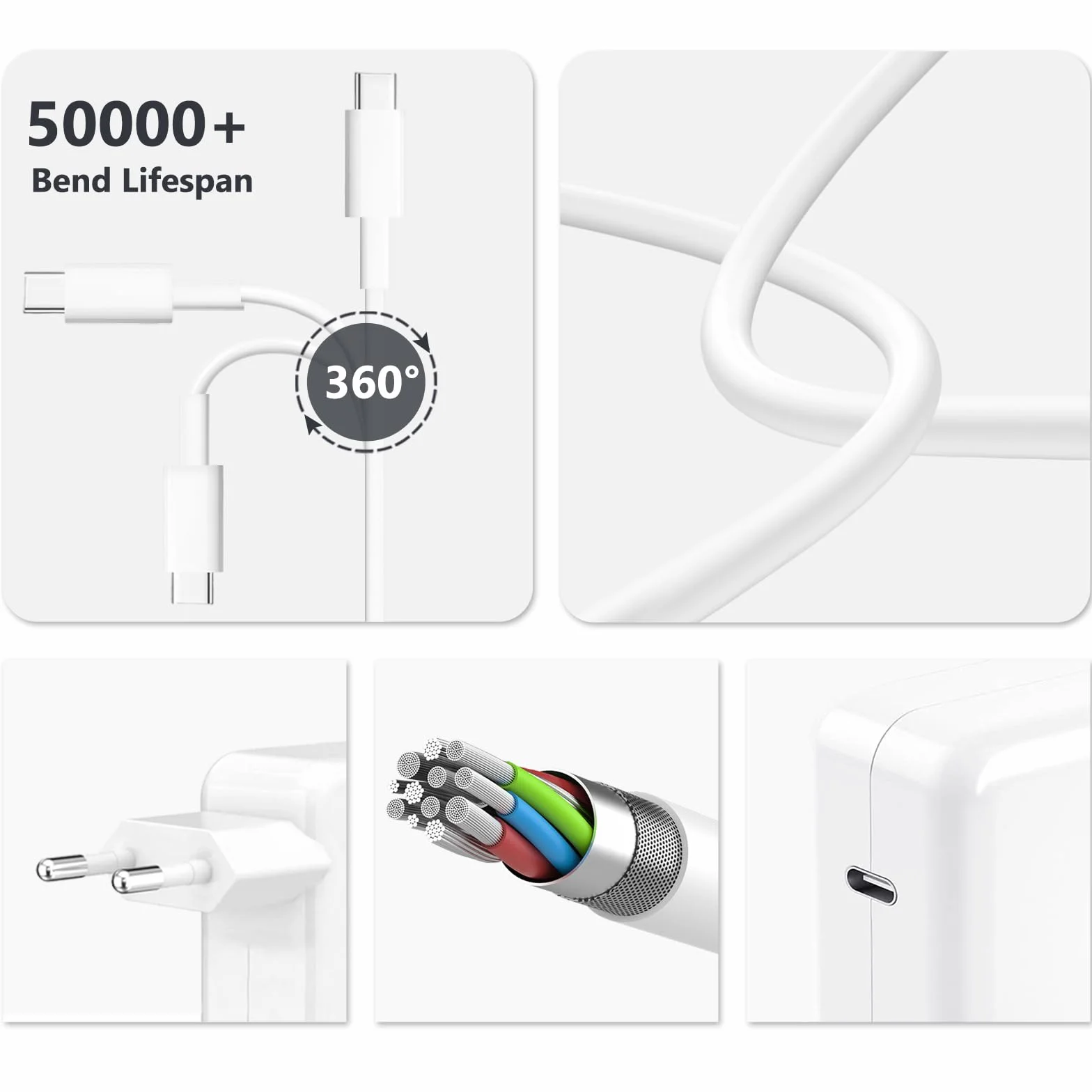 Chargeur USB C Rapide 100W Compatible MacBook Pro 16/15/14/13 Pouces Air 15/13 Pouces 2024-2018 avec Câble 1,8 m