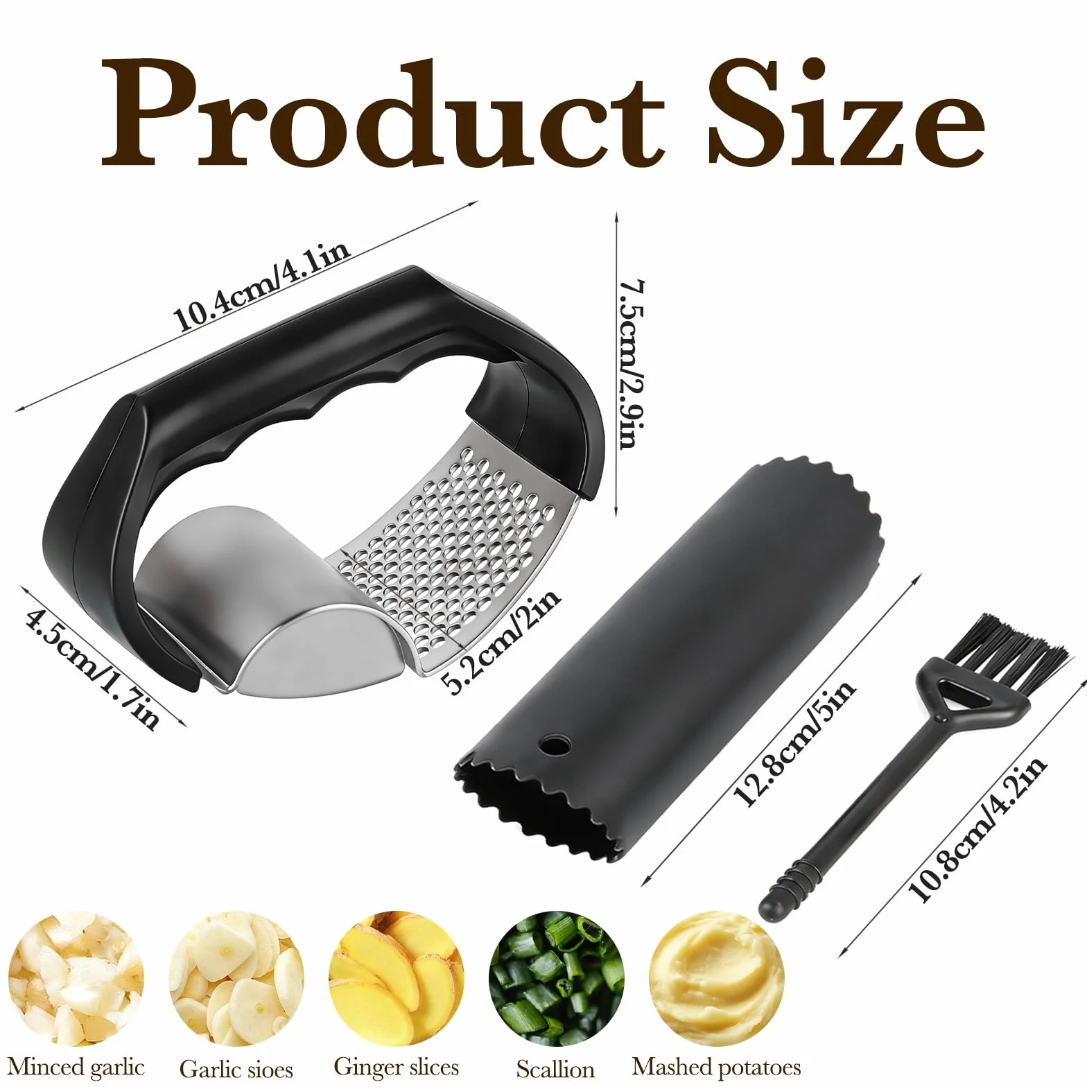 Presse Ail Inox Hachoir Manuel 2 en 1 Broyeur Gingembre