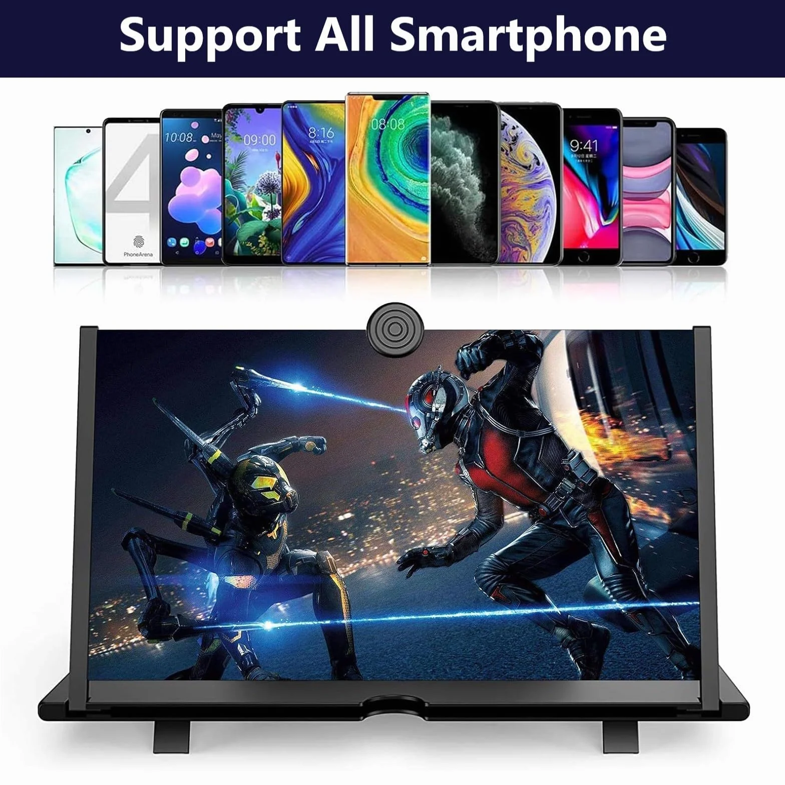 Lupa powiększająca do telefonu komórkowego 14 cali, 3D HD, składana lupa na ekran, telefon komórkowy do oglądania filmów i filmów dla wszystkich smartfonów (czarna)