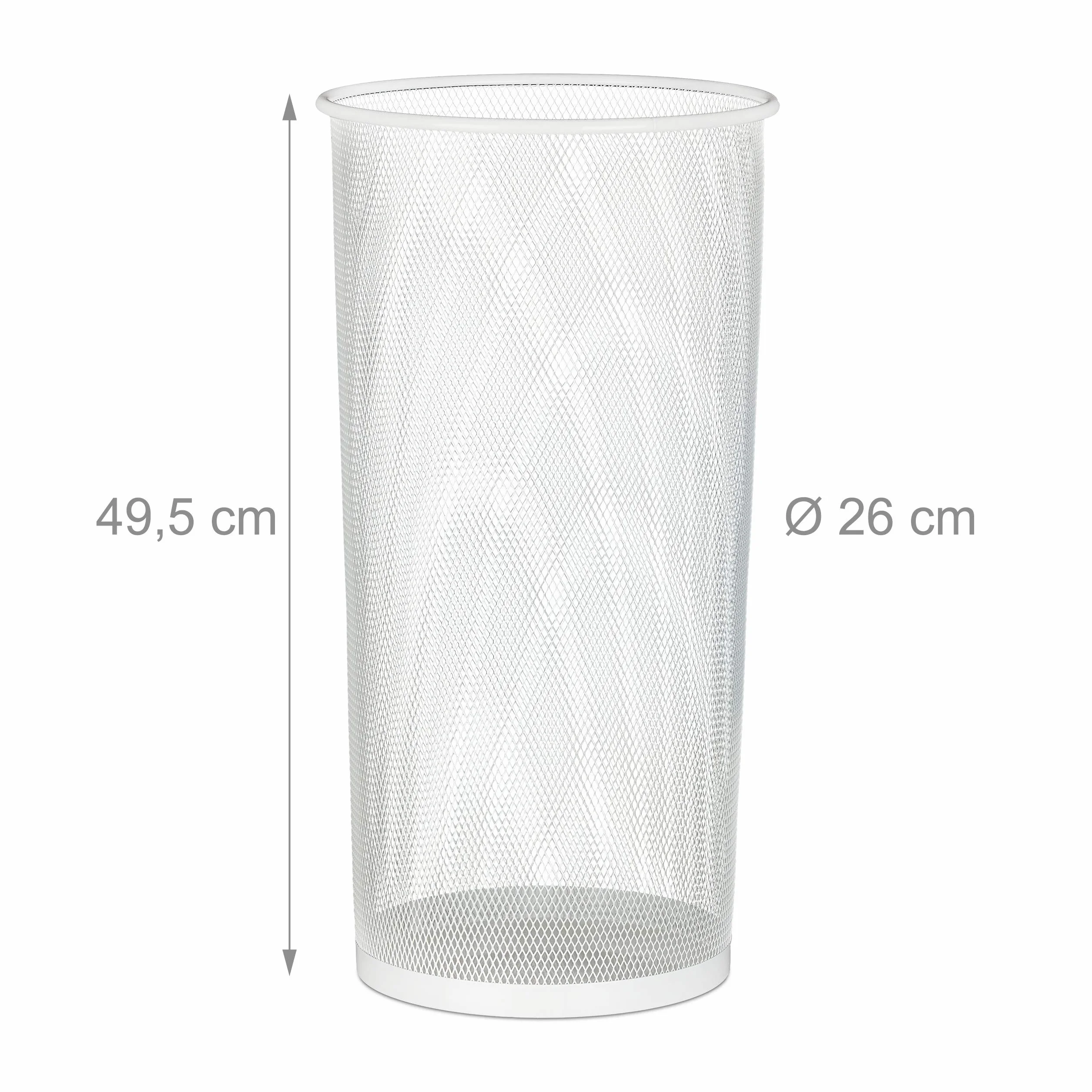Relaxdays Porte-parapluie métal rond grille 49,5 x 26 cm blanc