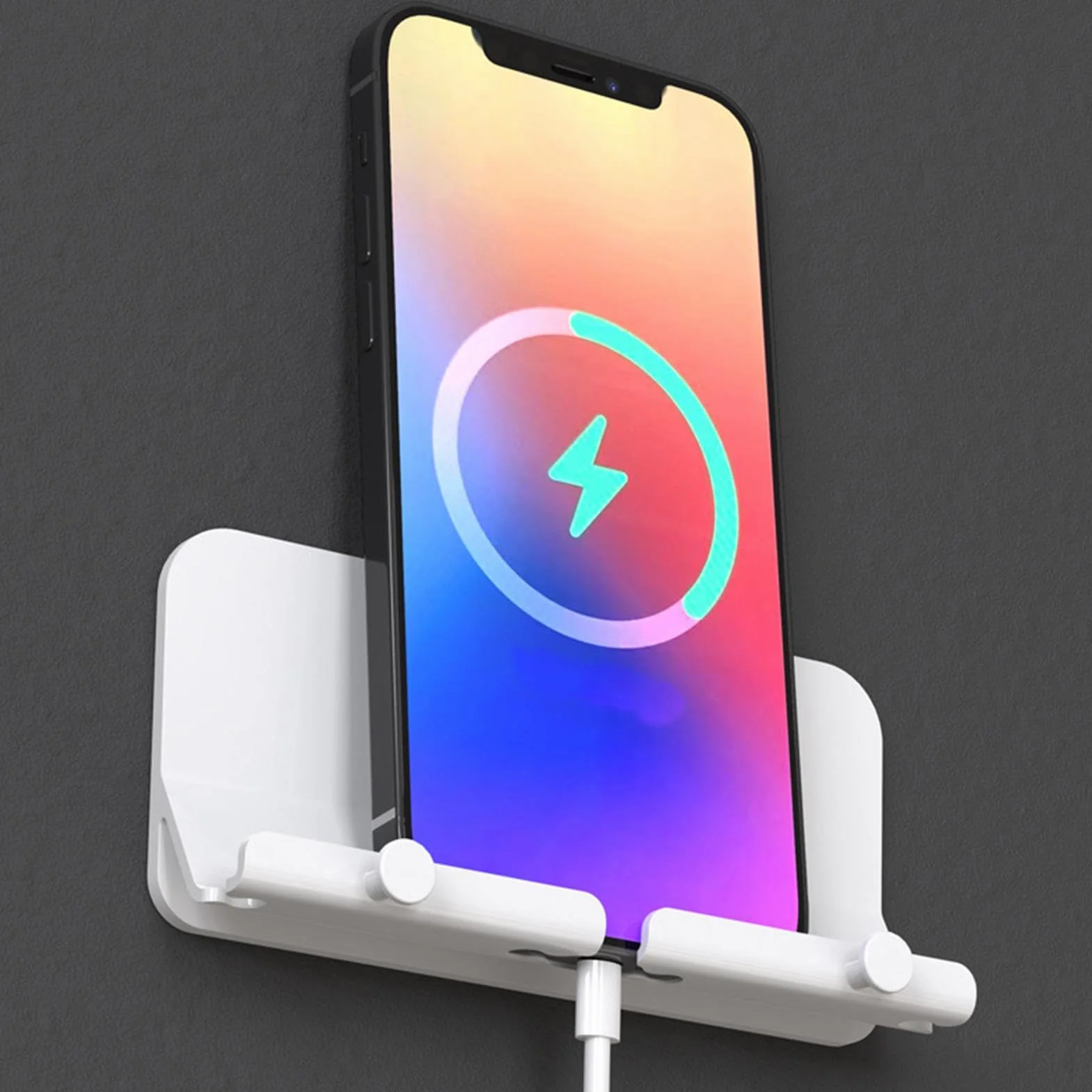 Wall Mount Phone Holder, Cell Phone Wall-Mounted Stand, Non-Slip Shelf Rack Storage Organizer for Living Room, Cabinet, Shower, Garage, Home