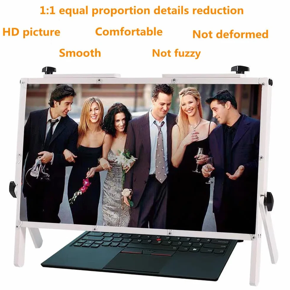 Lupa do ekranu laptopa Szkło powiększające do ekranu na pulpicie, wygodny składany wyświetlacz projekcyjny 22 ", kompatybilny z laptopami, iPadami, telefonami komórkowymi (biały)