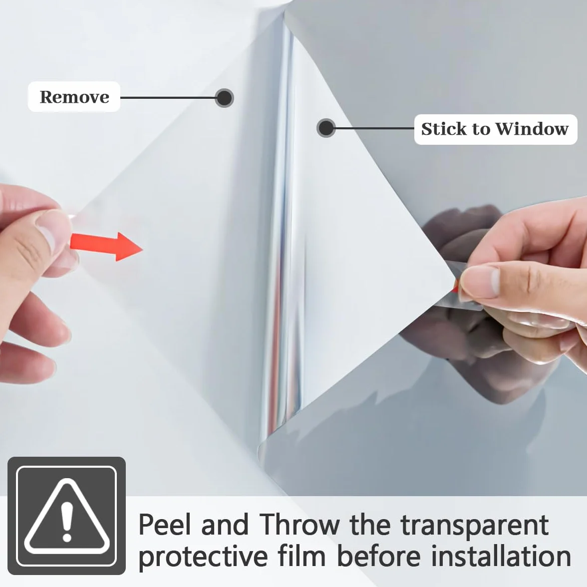 Film Fenetre Anti Regard Anti Chaleur Bon Effet Miroir 44.5×120cm 2 Pièces Anti UV Protection de la Vie Privée
