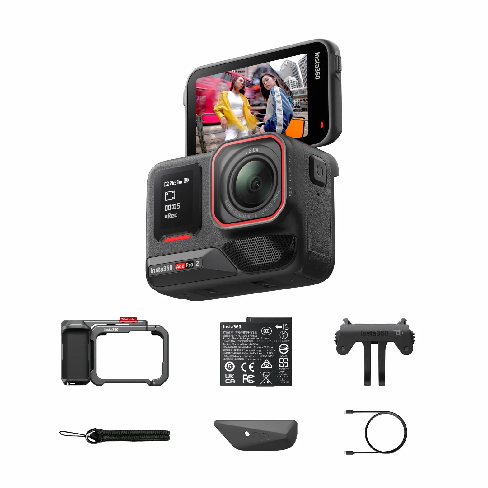 Insta360 Ace Pro 2 Xplorer-Bundle - wodoszczelna kamera sportowa 8K z Leica, czujnik 1/1,3", chip Dual-Ki, wiodąca wydajność przy słabym świetle, najlepszy dźwięk
