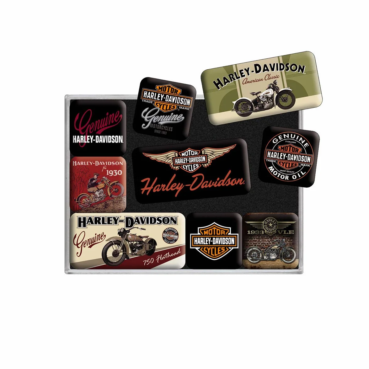 Harley Davidson Bikes Set d'aimants rétro 9 pièces Décoration frigo Design Vintage