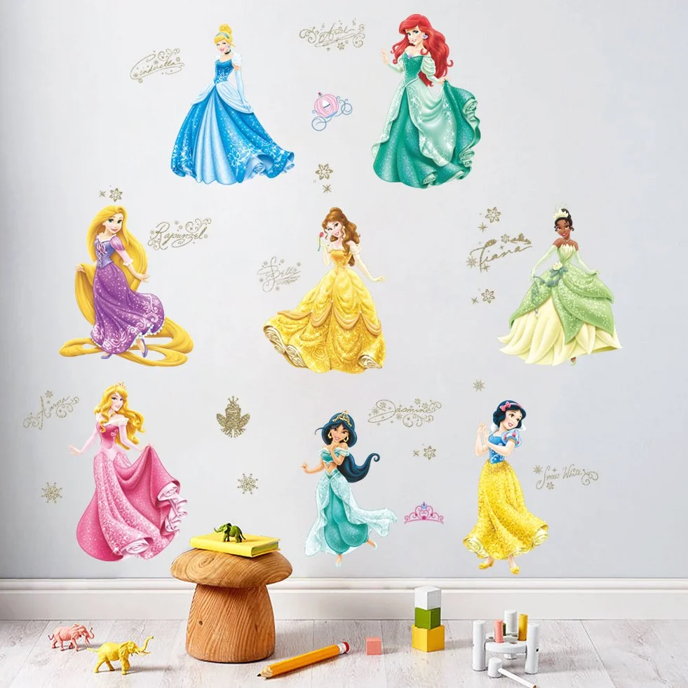 Autocollants Muraux Princesse Blanche Dessin Animé, Chambre Enfants Pépinière Amovibles