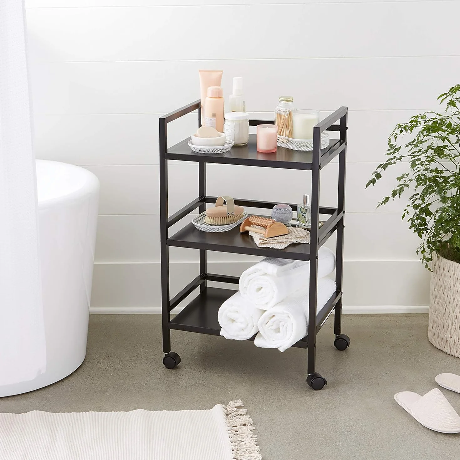 Amazon Basics Chariot en métal à 3 niveaux Noir