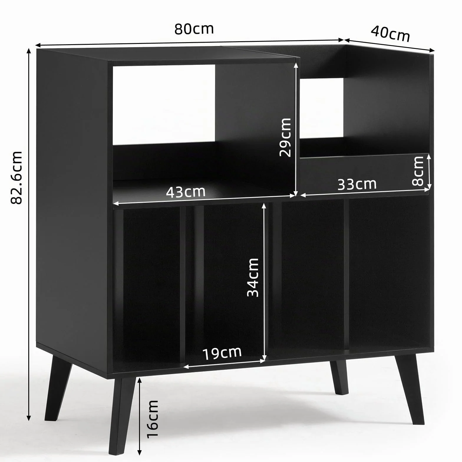 Großer Plattenständer mit Aufbewahrung,Plattenspieler-Ständer mit Ablage,Vinylplatten-Halterung mit Präsentationsfläche,Plattenständer für bis zu 300 Alben, Plattenregal für Musikzimmer und Wohnzimmer