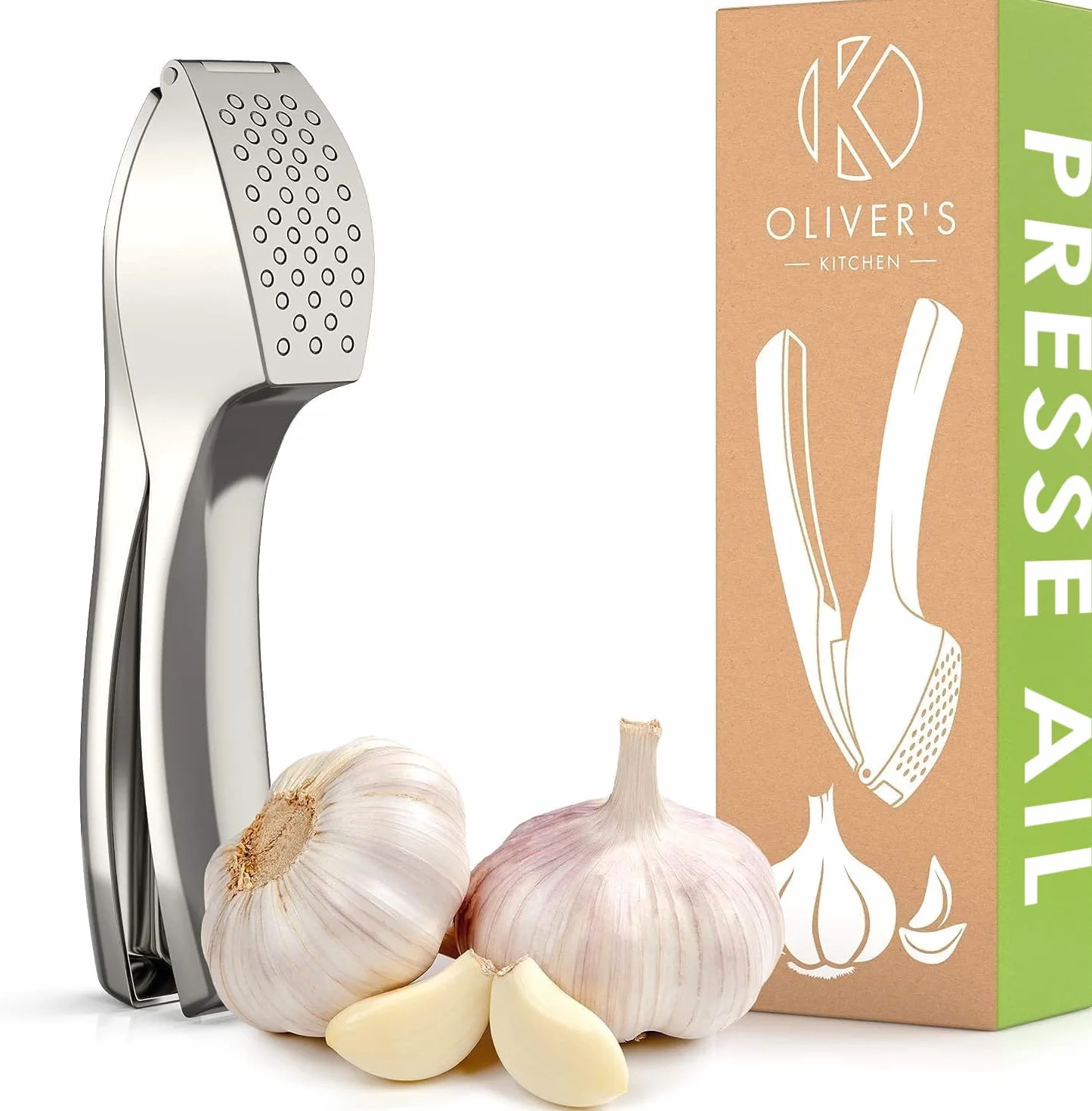 Oliver's Kitchen Presse Ail Premium - Hachoir et Broyeur Facile à Nettoyer
