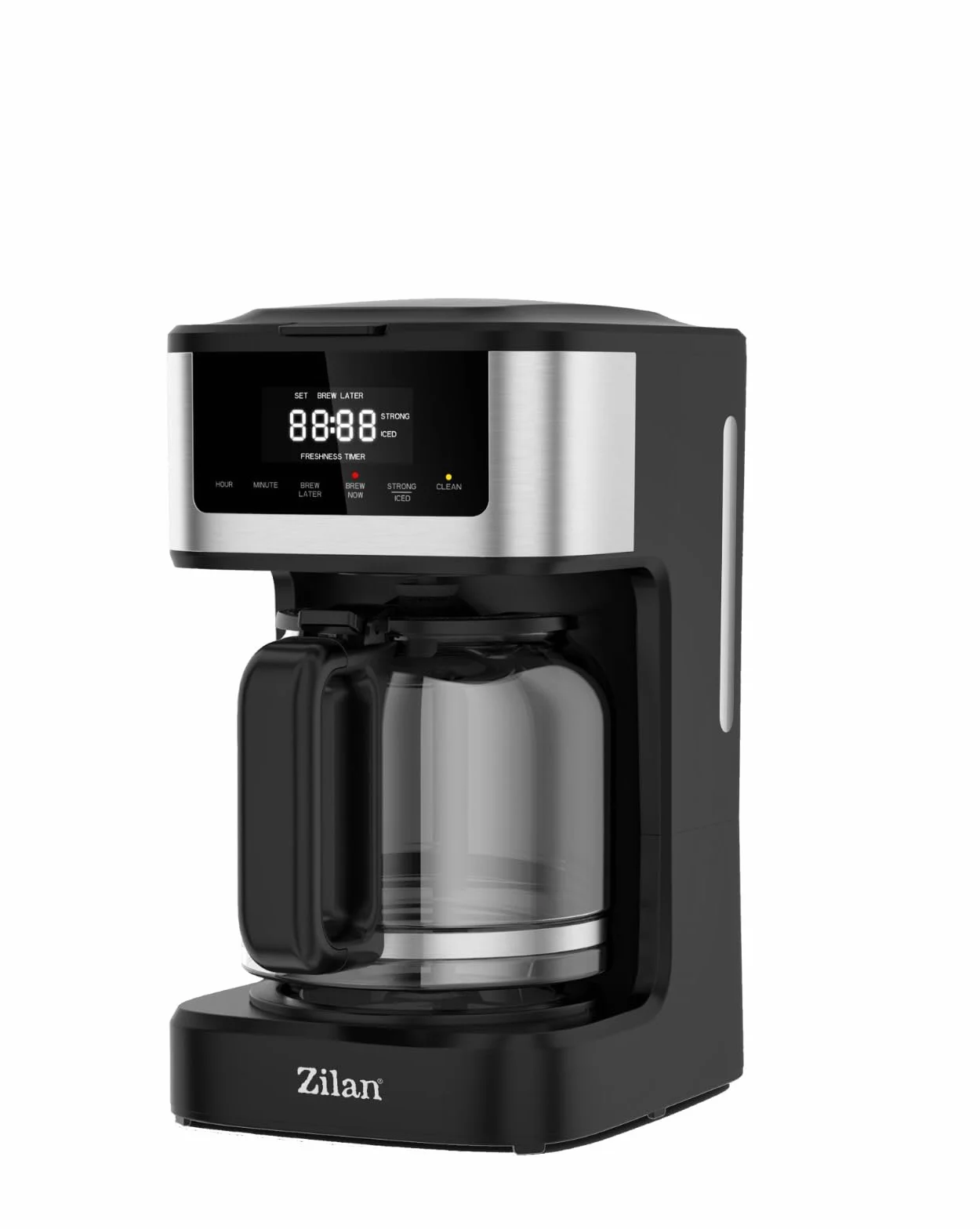 Zilan Cafetière Filtre Programmable 1,8 L – 900 W – Écran LCD Tactile, 2 à 14 Tasses, Fonction Maintien au Chaud, Verseuse en Verre, Noir