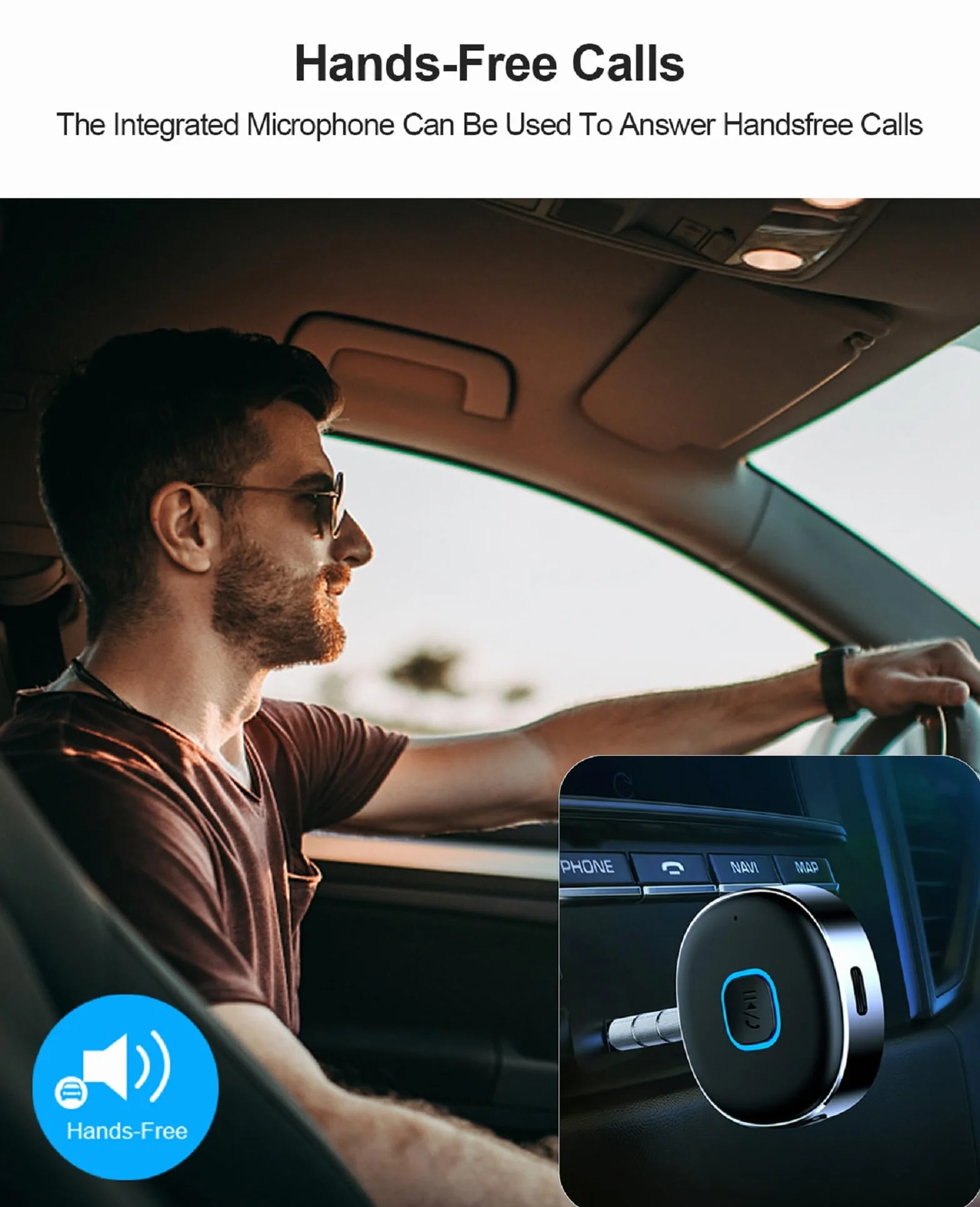HORJOR AUX Bluetooth adapter samochodowy, odbiornik Bluetooth 5.0, bezprzewodowy adapter Bluetooth do samochodu, słuchawek, rozmowy głośnomówiące, podwójne połączenie, 16 godzin odtwarzania