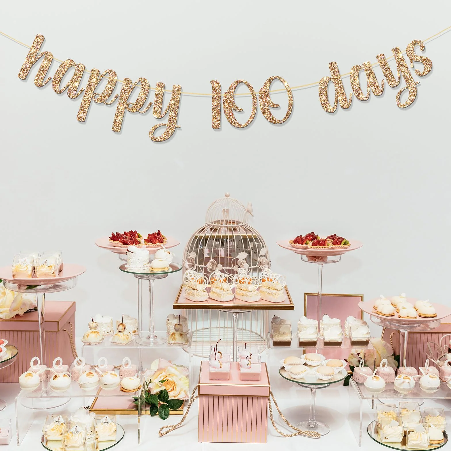 Guirlande Happy 100 Days Bébé – Décoration Fête Prénatale Anniversaire Cent Jours