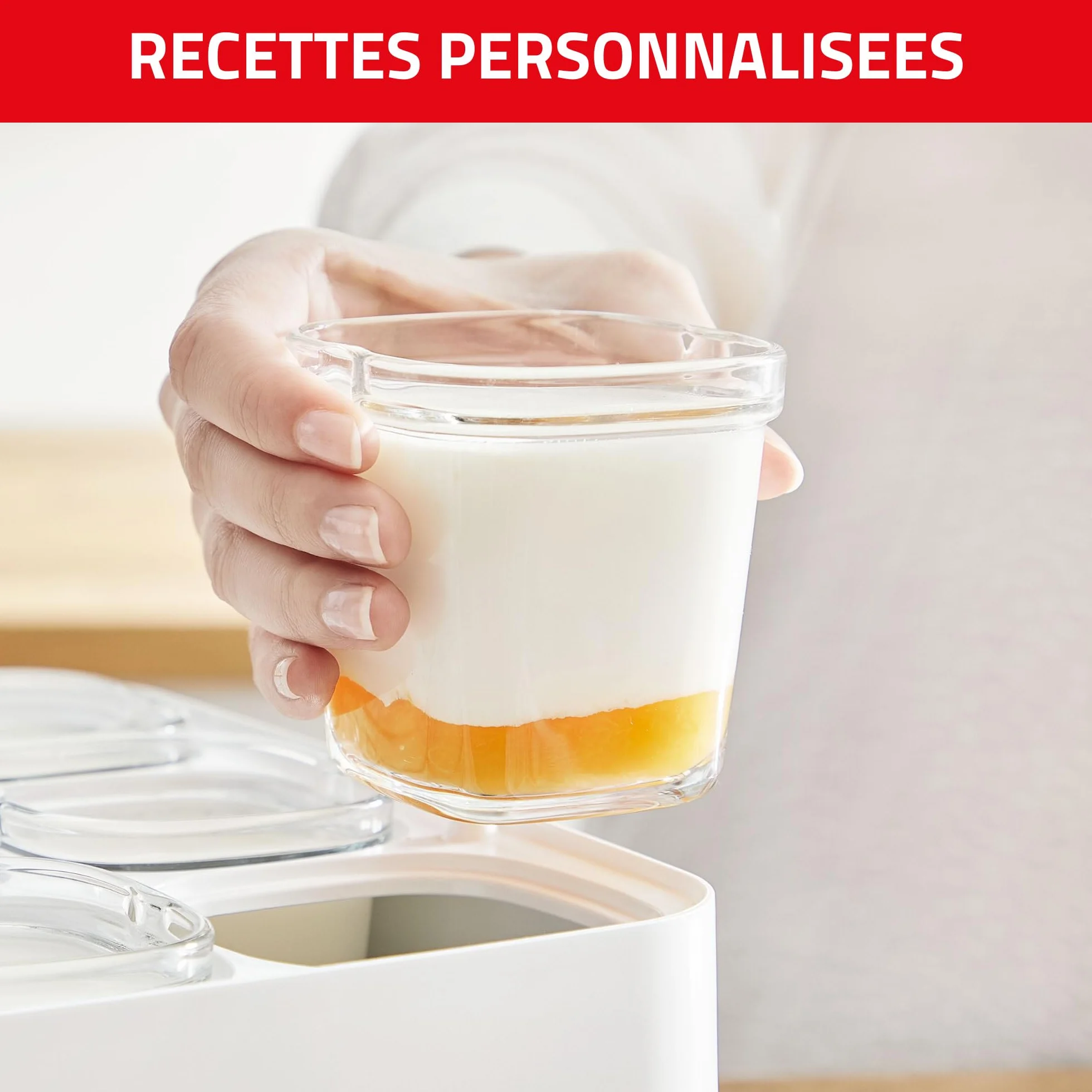 Tefal Multi Delices Express, Yaourtière, 6 Pots, Rouge, Yaourt Maison, 5 Programmes automatiques, desserts lactés, fromages blancs et desserts moelleux, Pots de 140ml, 100% sans BPA, YY5425FB