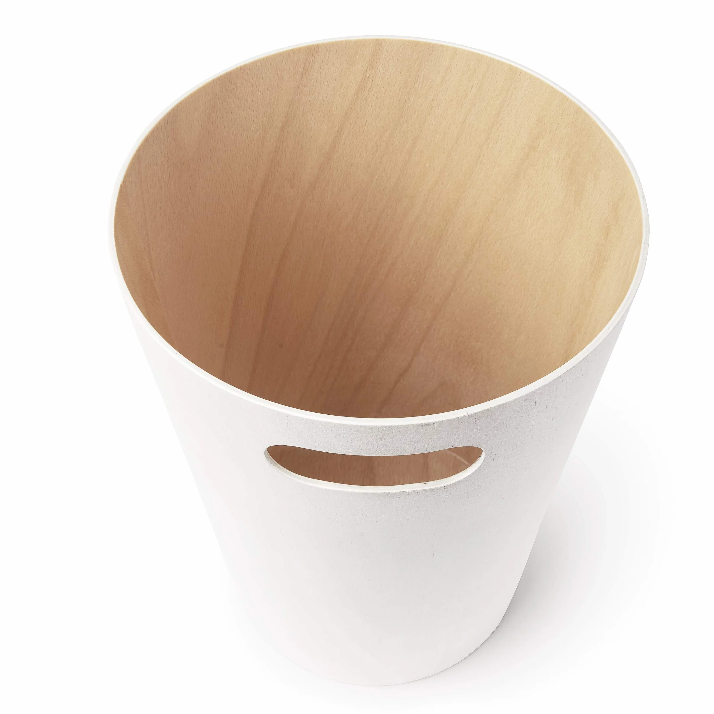 Umbra Woodrow Poubelle Corbeille À Papier Moderne Bois 7.5 L Salle De Bain Bureau Hêtre Commun Blanc/Naturel