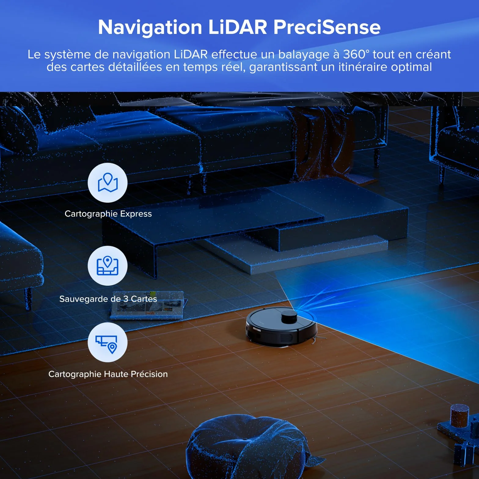 roborock Q7 L5+ Set Aspirateur Robot Laveur avec Station, 8000 Pa Aspiration, Vidange Automatique, 3 Niveaux d'eau, Double Anti-emmêlement, Navigation LiDAR, Idéal pour Poils d'animaux/Tapis, App