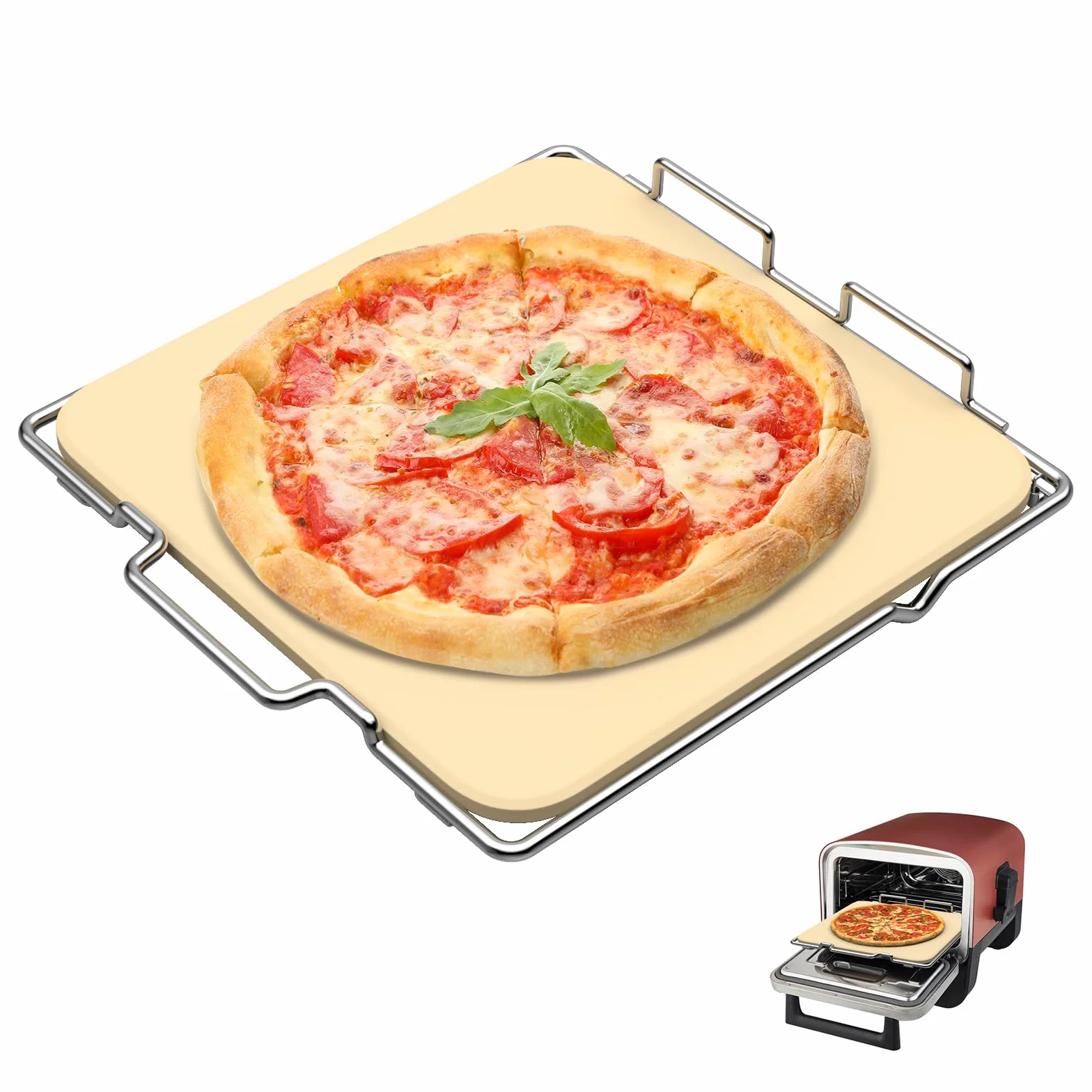 Outspark Pierre à pizza avec support pour four à pizza Ninja Woodfire OO101 8 en 1 pour l'extérieur, ensemble de pierres de cuisson pour four et gril, accessoires de four à pizza pour Ninja OO100
