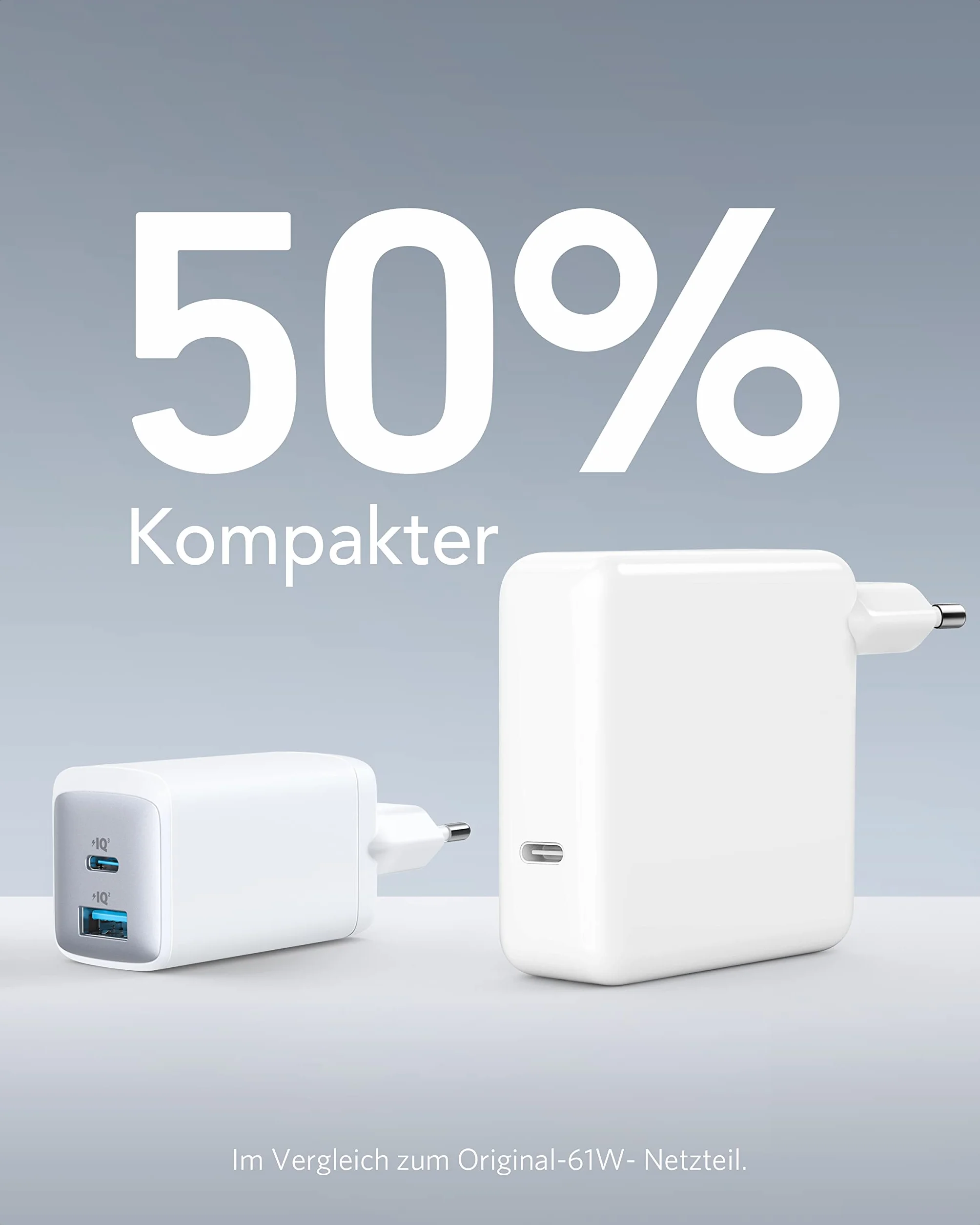 Anker Ładowarka USB-C 725, kompaktowy zasilacz 65 W, 2-portowy, nadaje się do MacBook Pro/Air, iPad Pro, Galaxy S22+/S21, Dell XPS 13, Note 20/10+, iPhone 16/Pro, Pixel i wielu innych