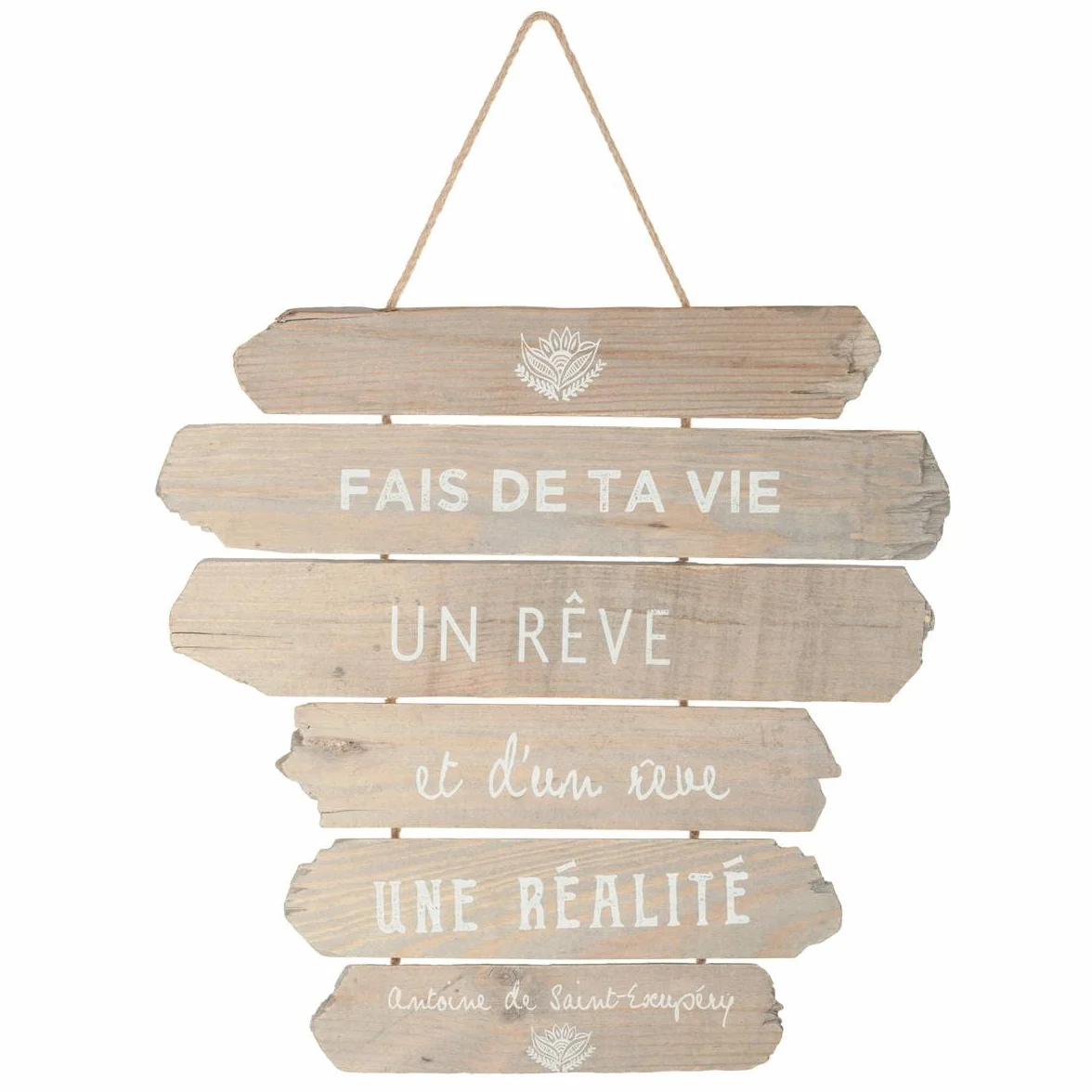 Atmosphera Déco Murale à Suspendre Bois 28x38 cm Modèle 1