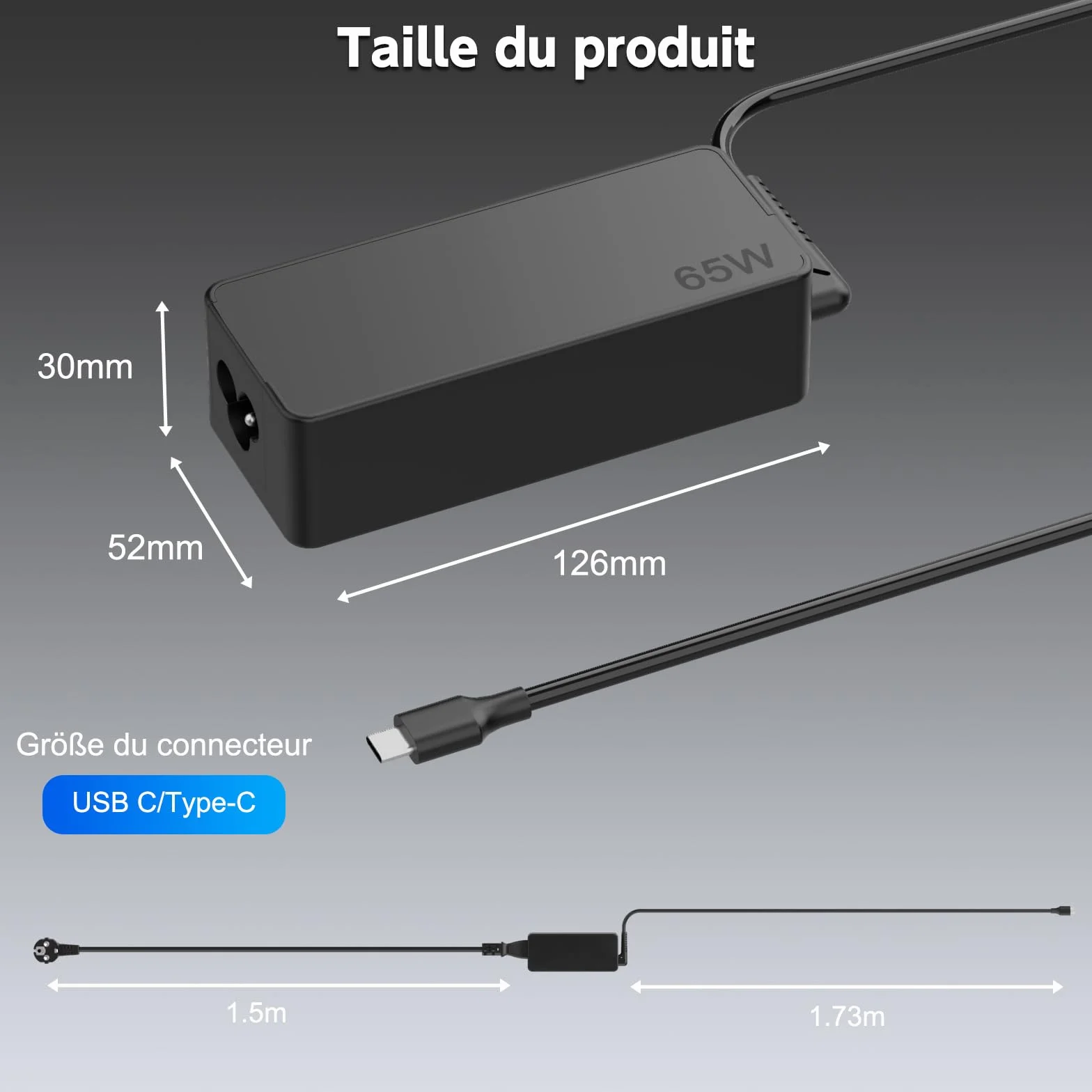 Chargeur USB C 65W pour Lenovo Thinkpad Chromebook T480 T490 T495 T580 T590 L380 L390 L480 L580 E480 E580 E590 C330 300e 500e
