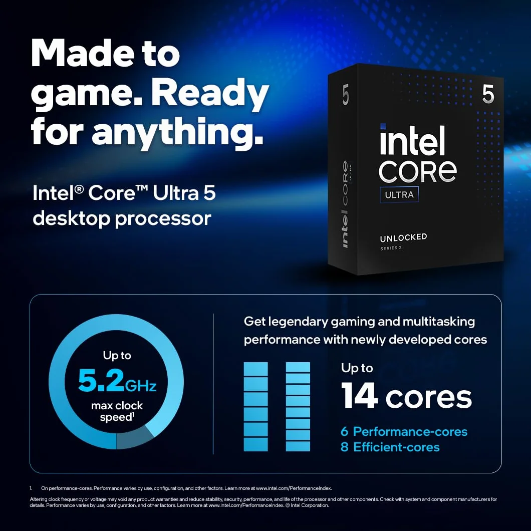 Procesor Intel Core Ultra 5 245KF / LGA1851 / Box 14 rdzeni / 14 wątków / 24 M Cache/ FC-LGA4/ bez GPU