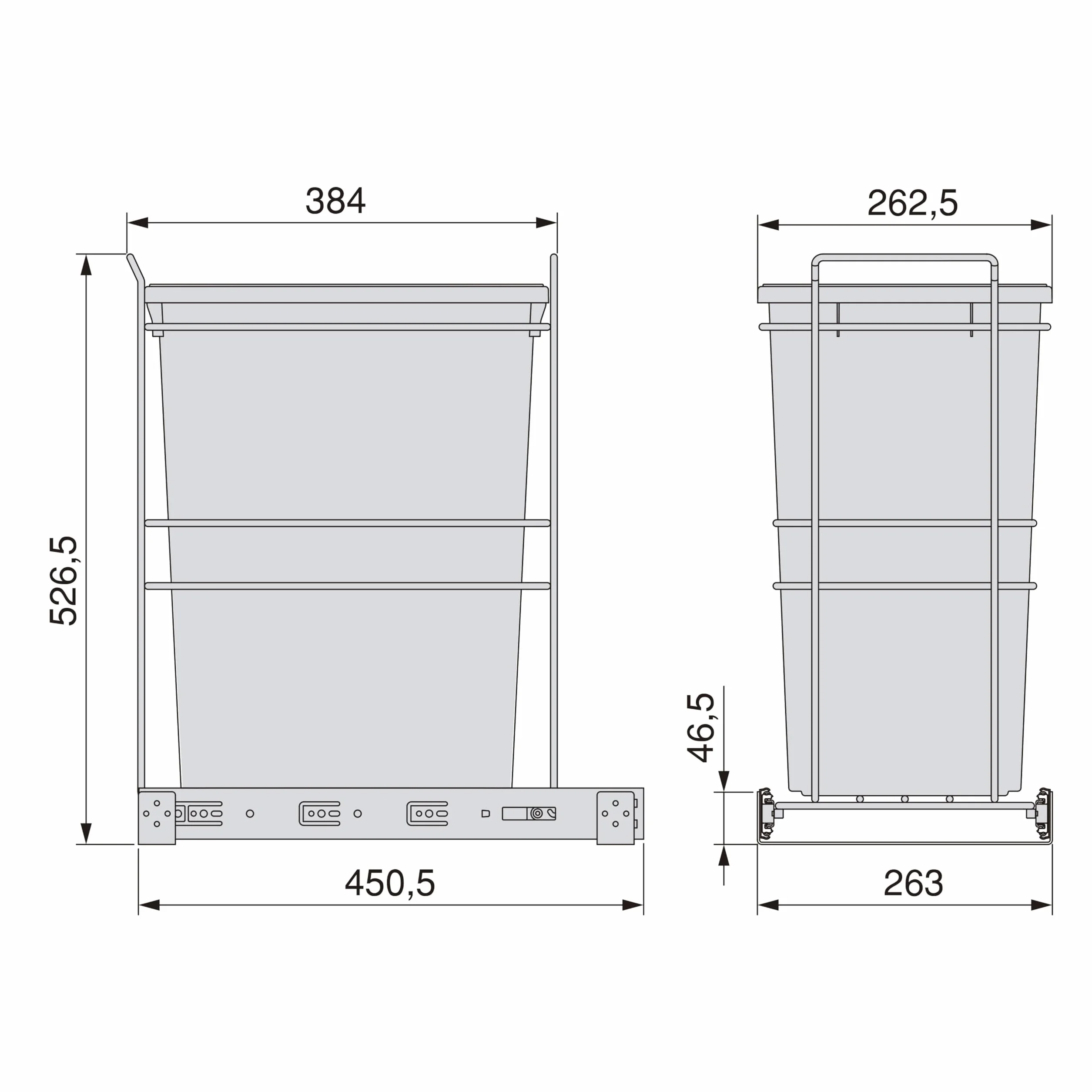Emuca Poubelle de recyclage cuisine 35 L Plastique gris anthracite