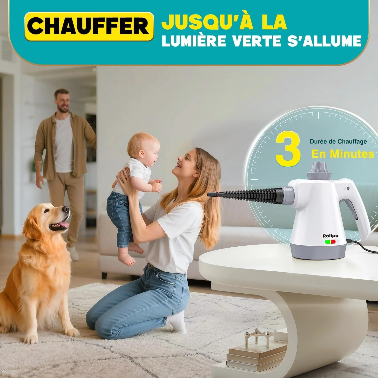 Nettoyeur Vapeur Portatif 1050W, Appareil Multifonction pour Cuisine, Salle de Bain, Voiture
