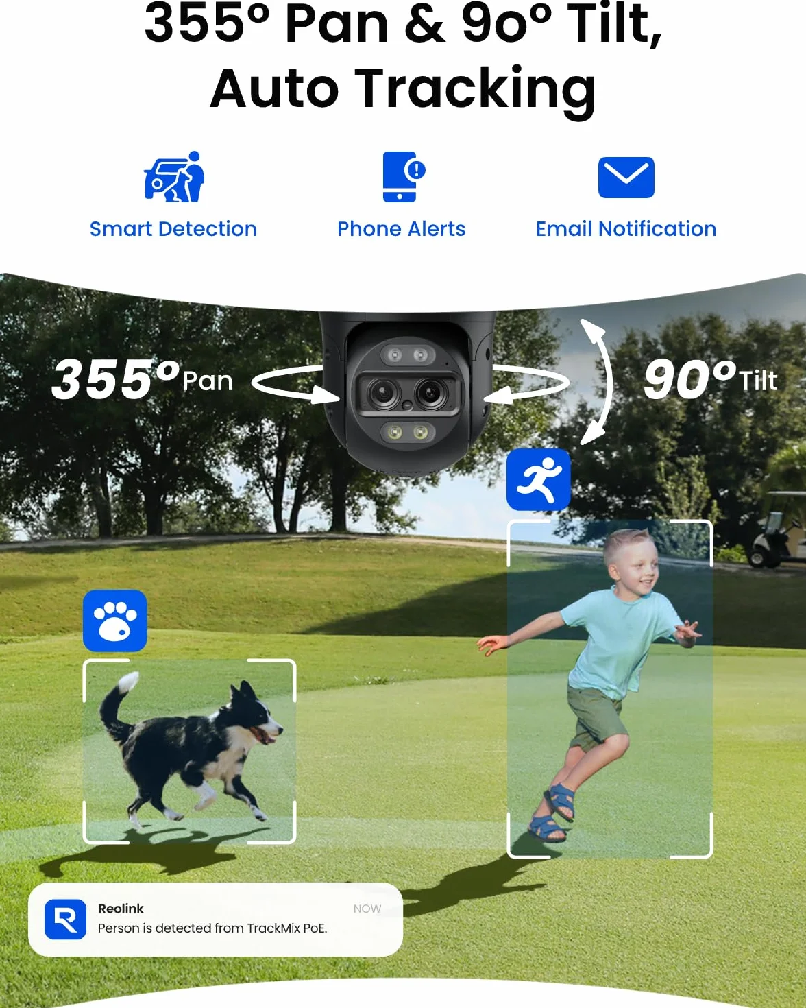 Reolink 4K Dual-Lens PTZ PoE Kamera Bezpieczeństwa z 6-krotnym Zoomem Hybrydowym, Obrotem 355° i Pochyleniem 90°, Noktowizją, Wykrywaniem Obiektów i Dwukierunkowym Dźwiękiem, TrackMix PoE Szary