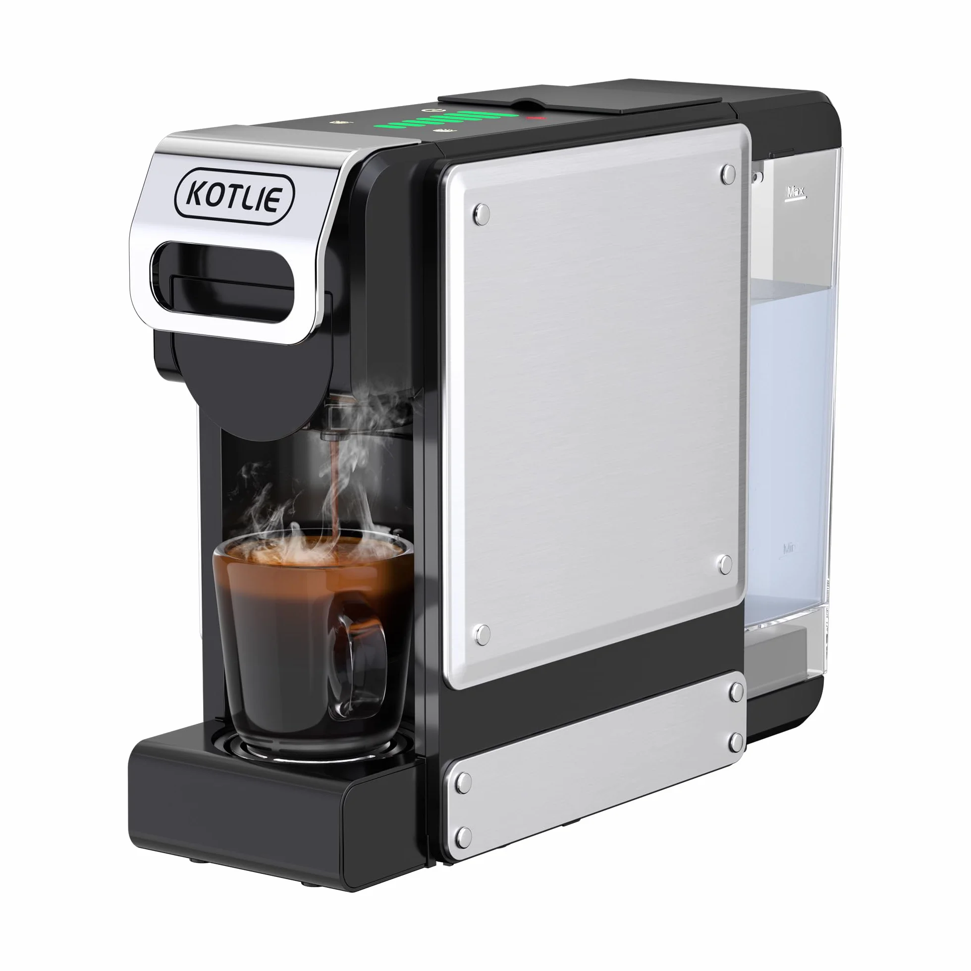 Machine à Café à Capsules 5 en 1, 19 Bar, Réservoir d'eau 1L, pour Nespresso* Original, Dolce Gusto*, LAVAZZA* A Modo Mio, Café Moulu et Dosettes ESE 44mm, 7 Niveaux d'eau avec Capteur, Compacte