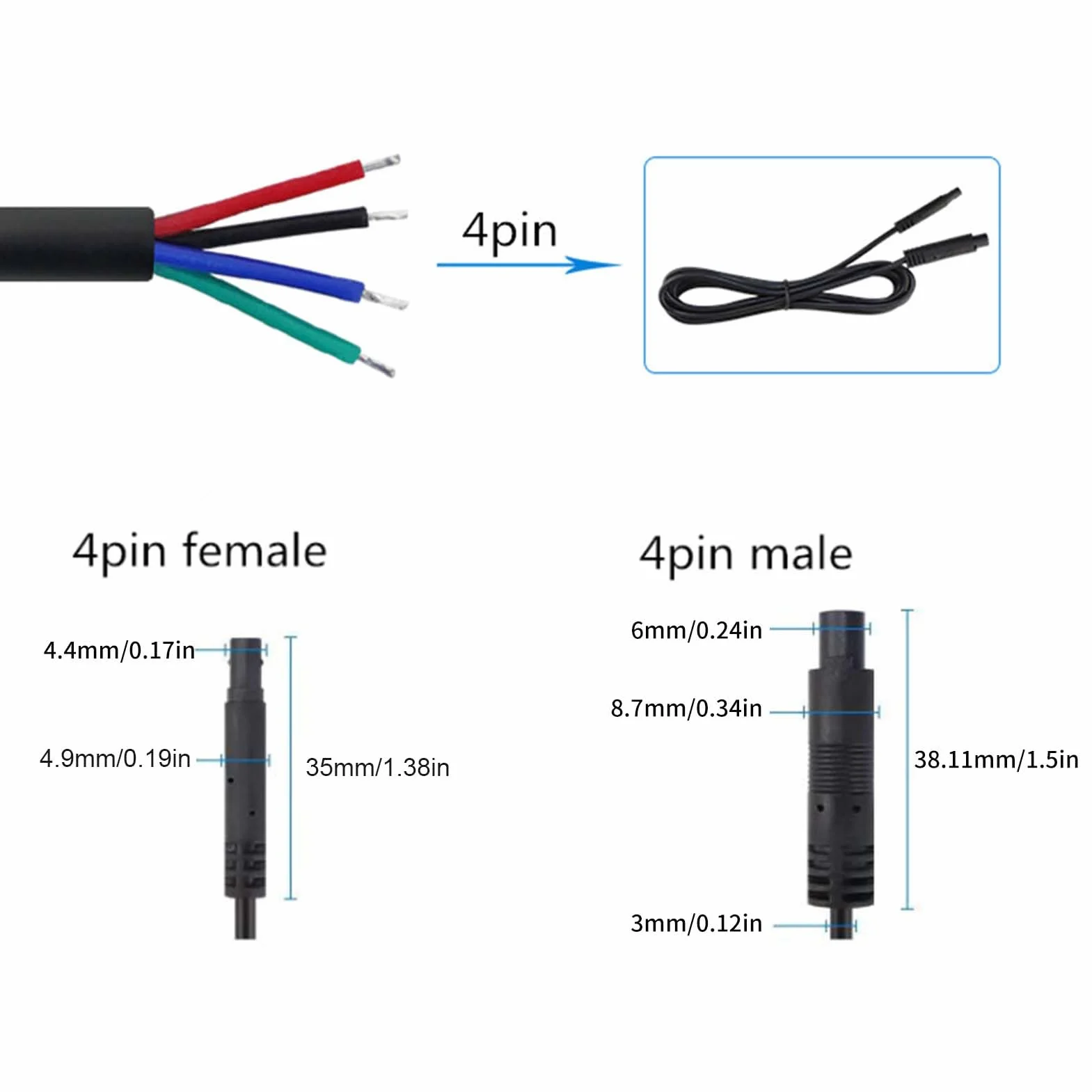 Yctze 2,5 m 4-Pinowy Kabel Kamery Cofania, Przedłużacz Do Przyczepy Kempingowej 12 V 24 V