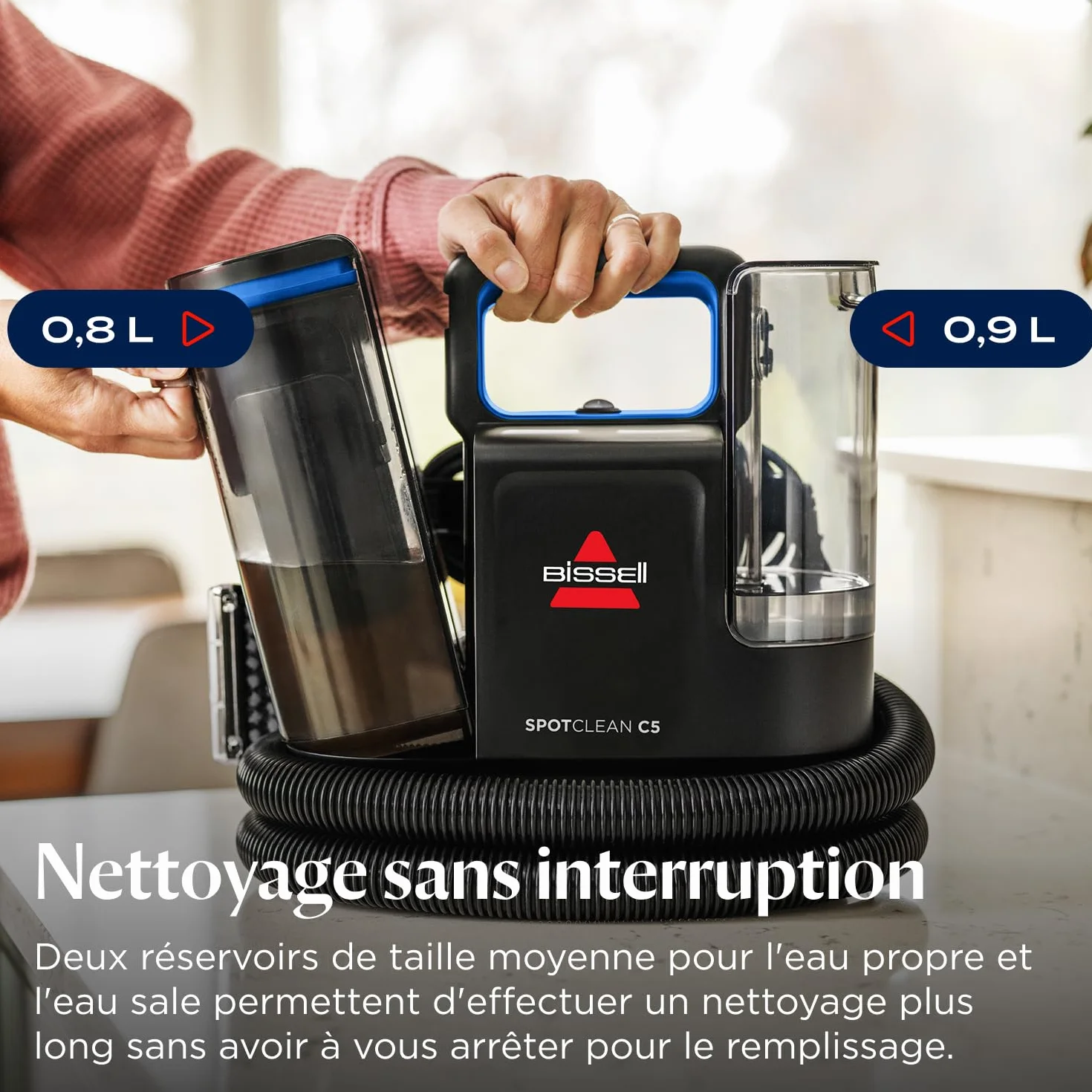 BISSELL SpotClean C5, Shampouineuse Canapé 400W, Nettoyeur Tapis Moquettes Tissus Voiture