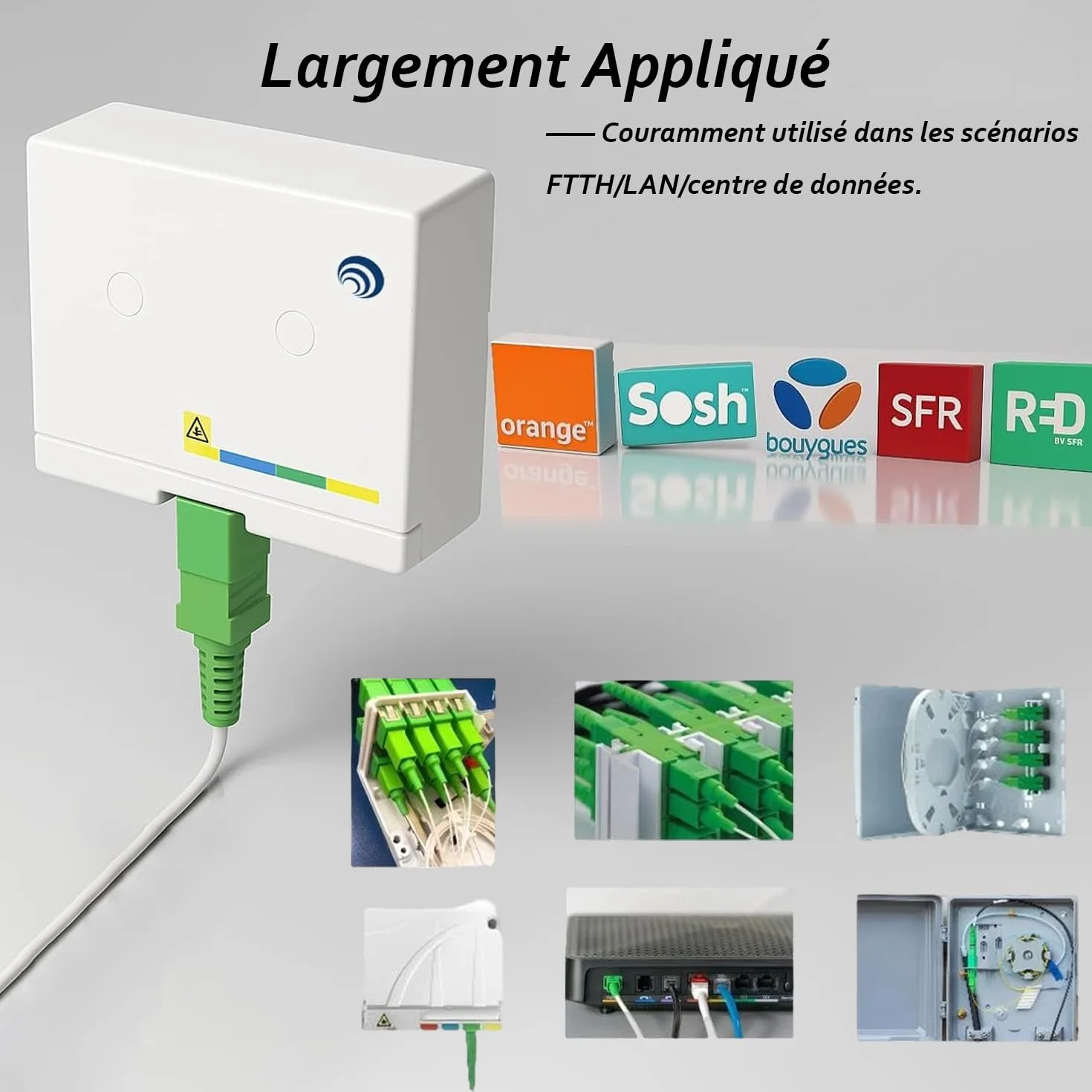 Elfcam Câble Rallonge Fibre Optique 10m Monomode SC-APC à SC-APC Jarretière Simplex Blanc