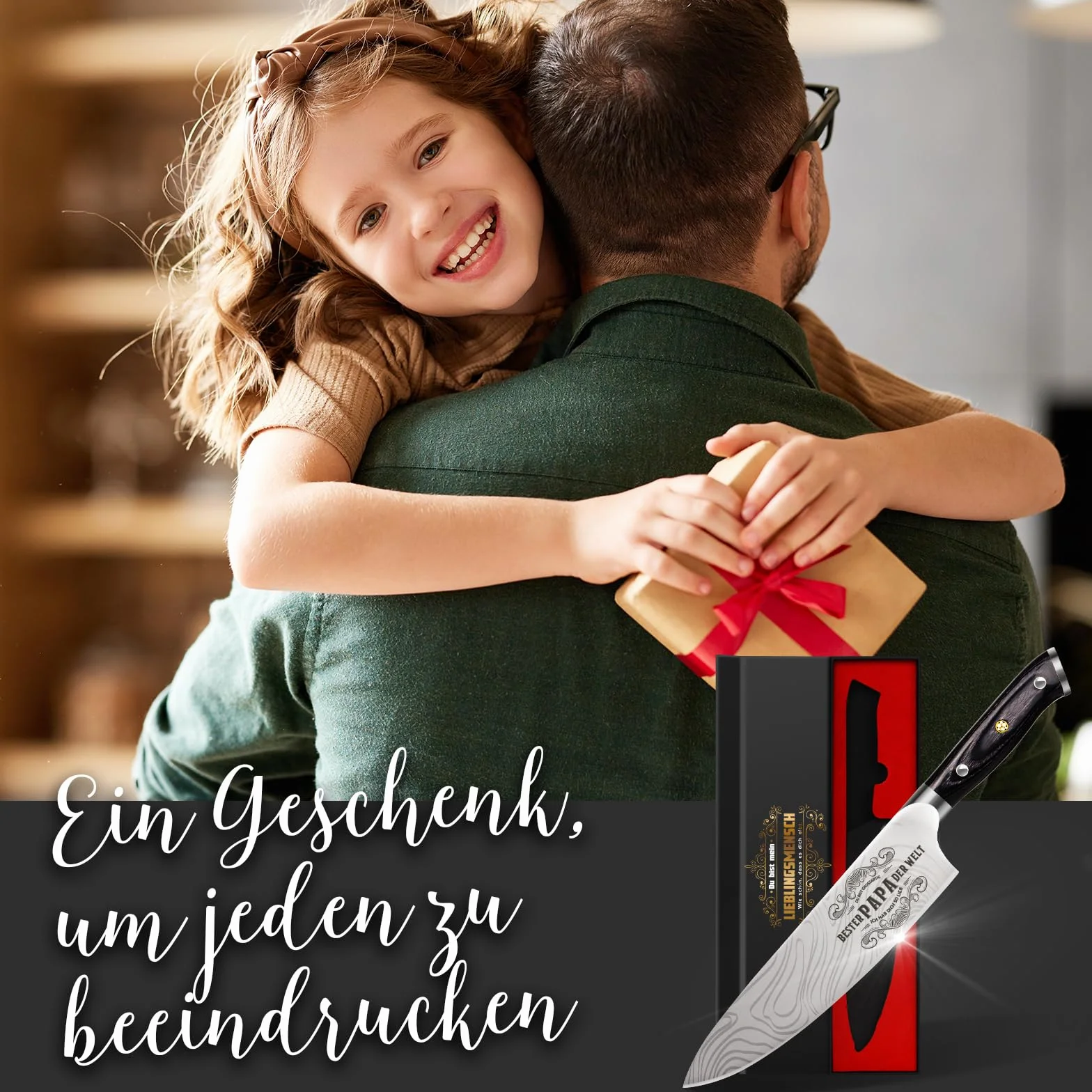 Couteau Chef Personnalisé Acier Inoxydable Allemand Cadeau Fête des Pères avec Boîte