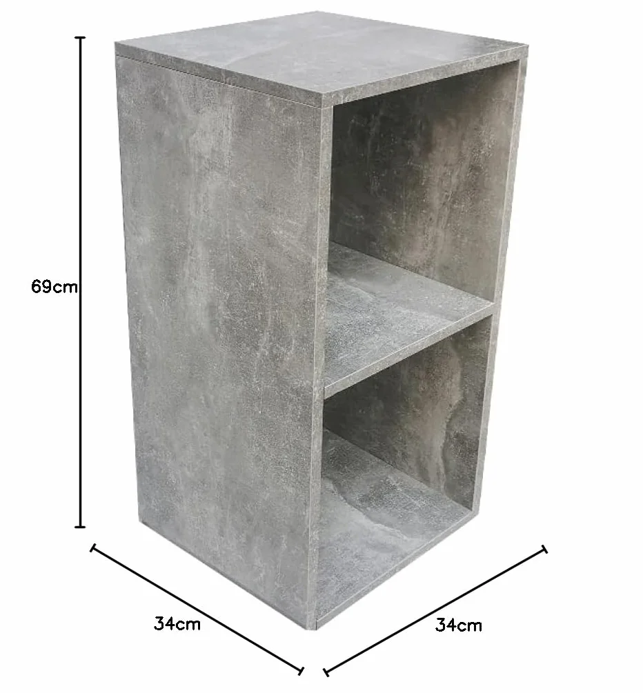 Meuble de rangement pour disques vinyle LP - 2 compartiments - béton gris