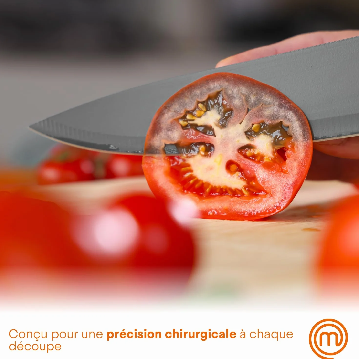 MasterChef Couteaux de Cuisine avec Bloc, Acier Inoxydable, Noir