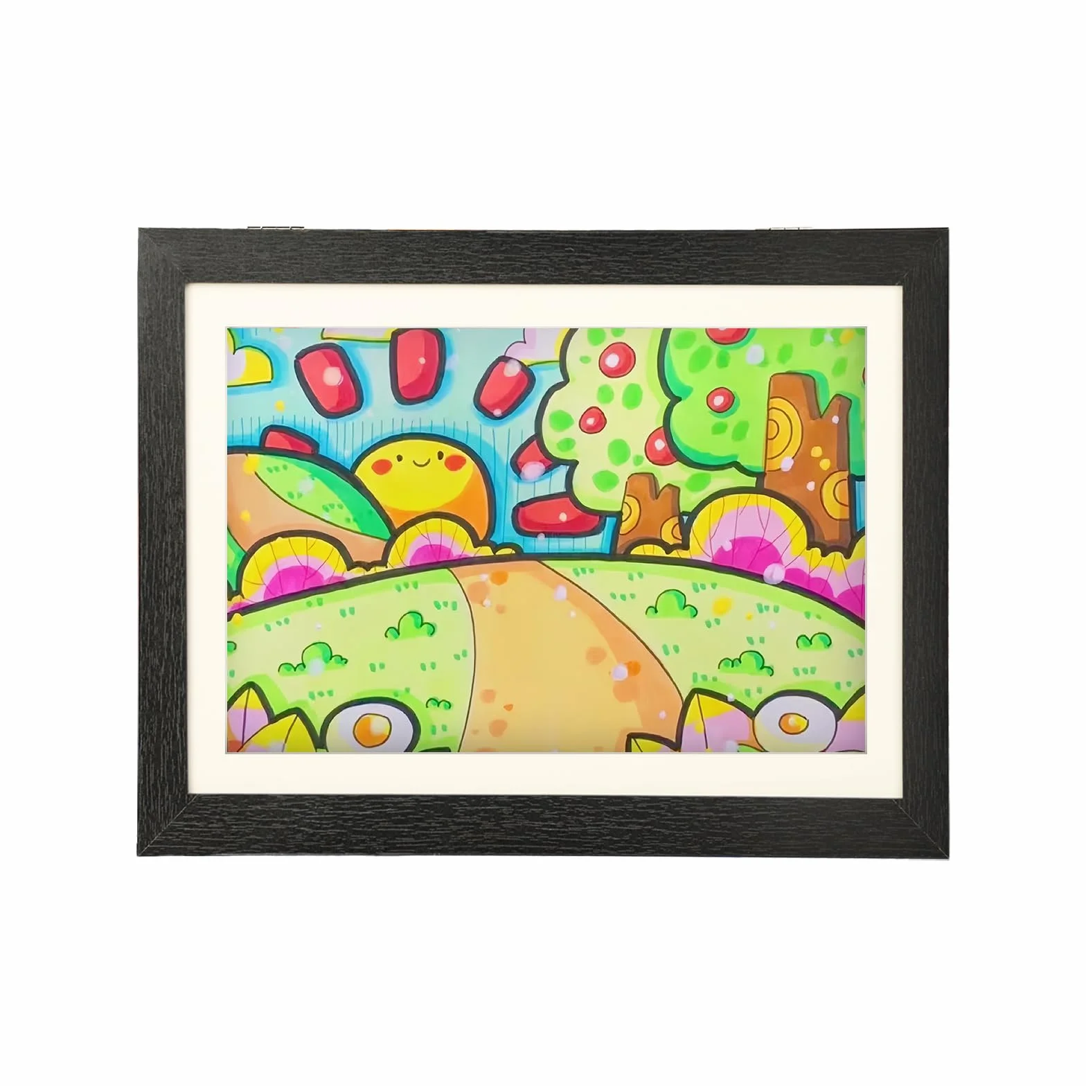 Cadre Photo pour Dessins d'Enfants A4, Ouverture Frontale, Fixation Murale, Noir