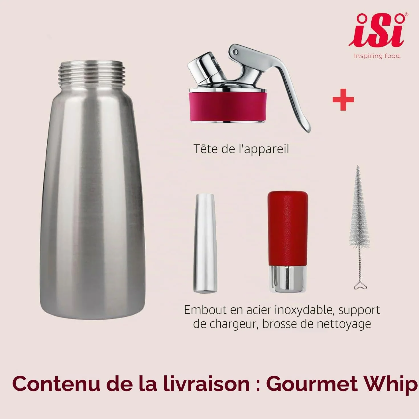 iSi Distributeur de crème 500 ml Gourmet Whip Plus acier inoxydable